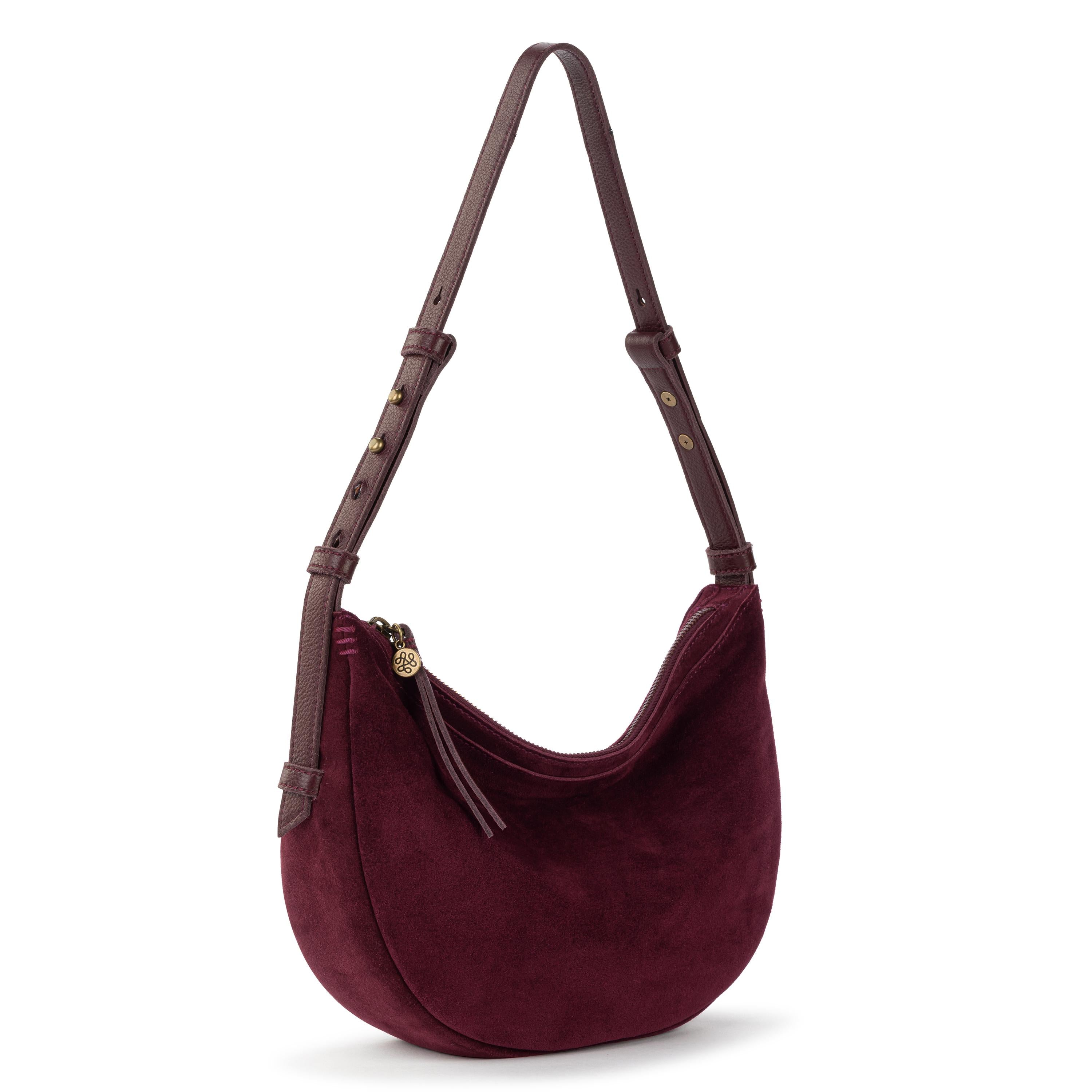 The Sak Tess Shoulder Bag - Leather - Black Cherry Suede