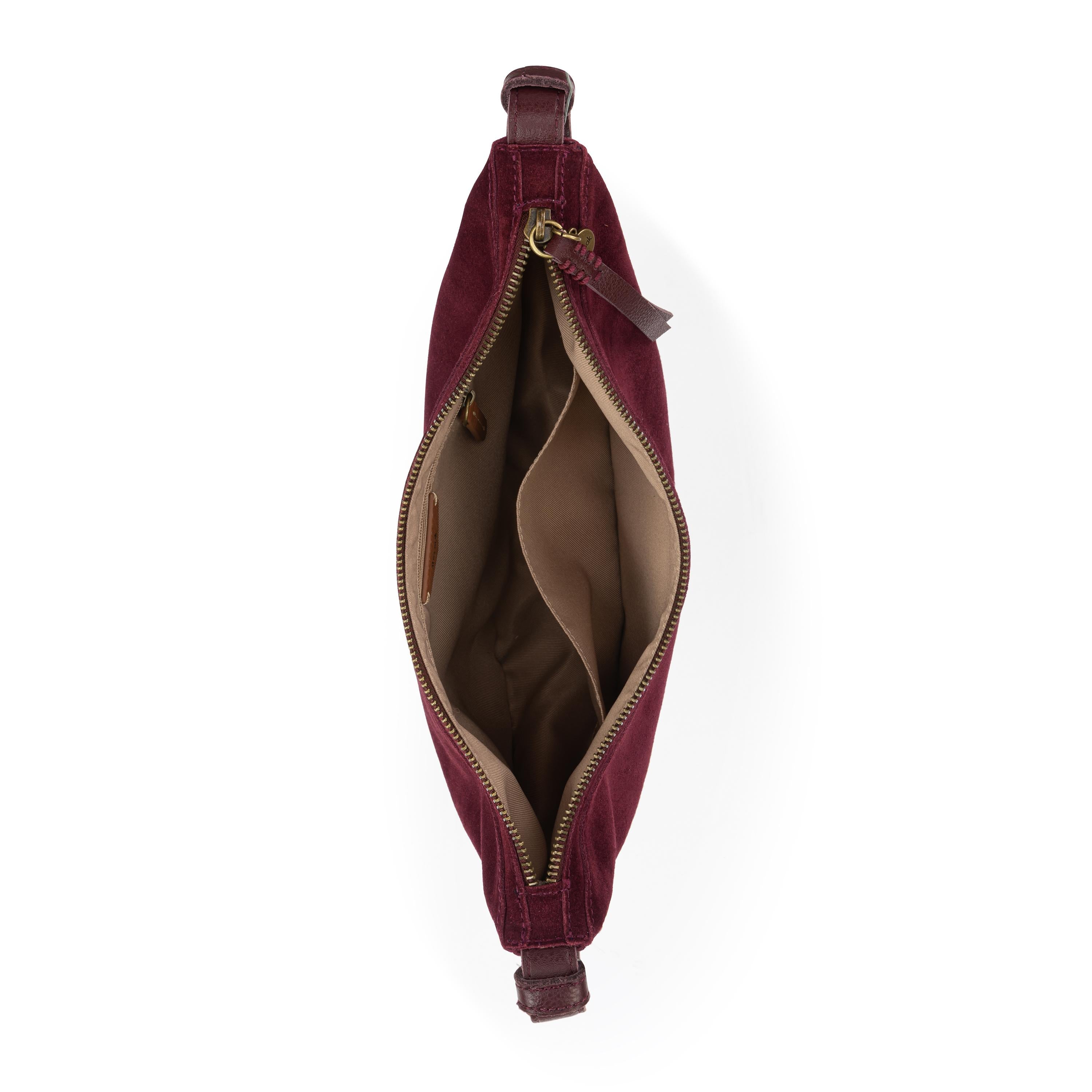 The Sak Tess Shoulder Bag - Leather - Black Cherry Suede