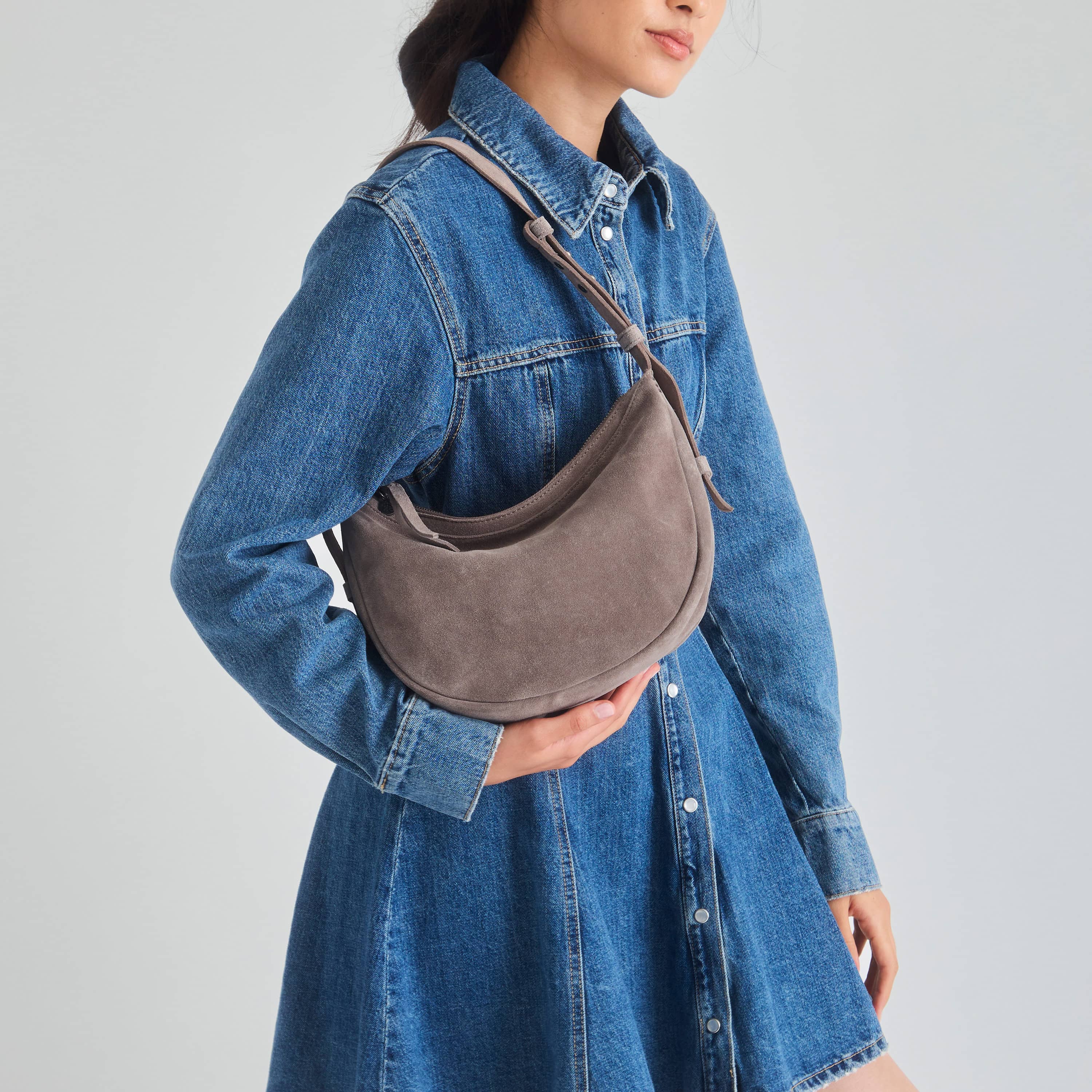 The Sak Tess Shoulder Bag - Leather - Mushroom Suede