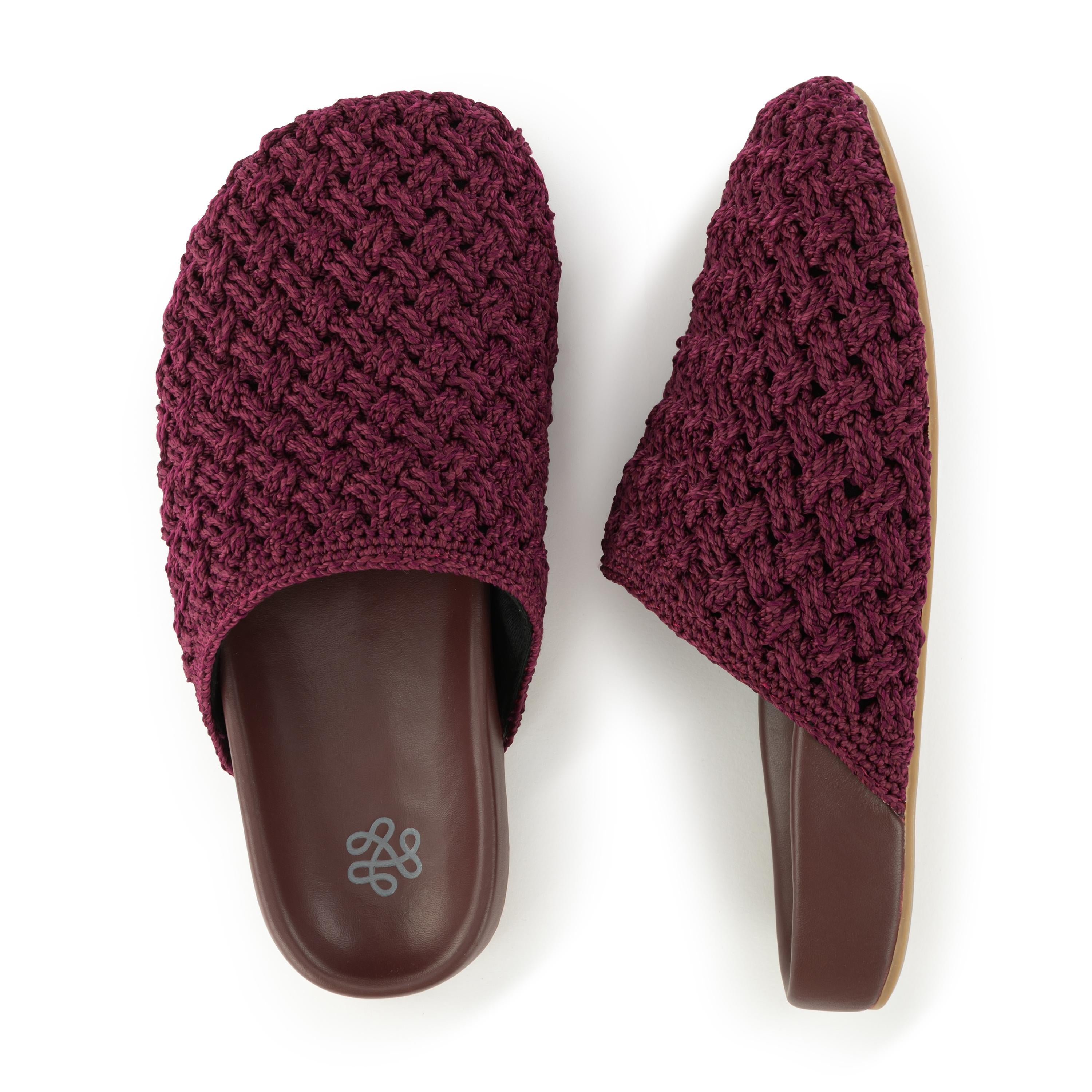 The Sak Bolinas Clog - Hand Crochet - Black Cherry Cozy