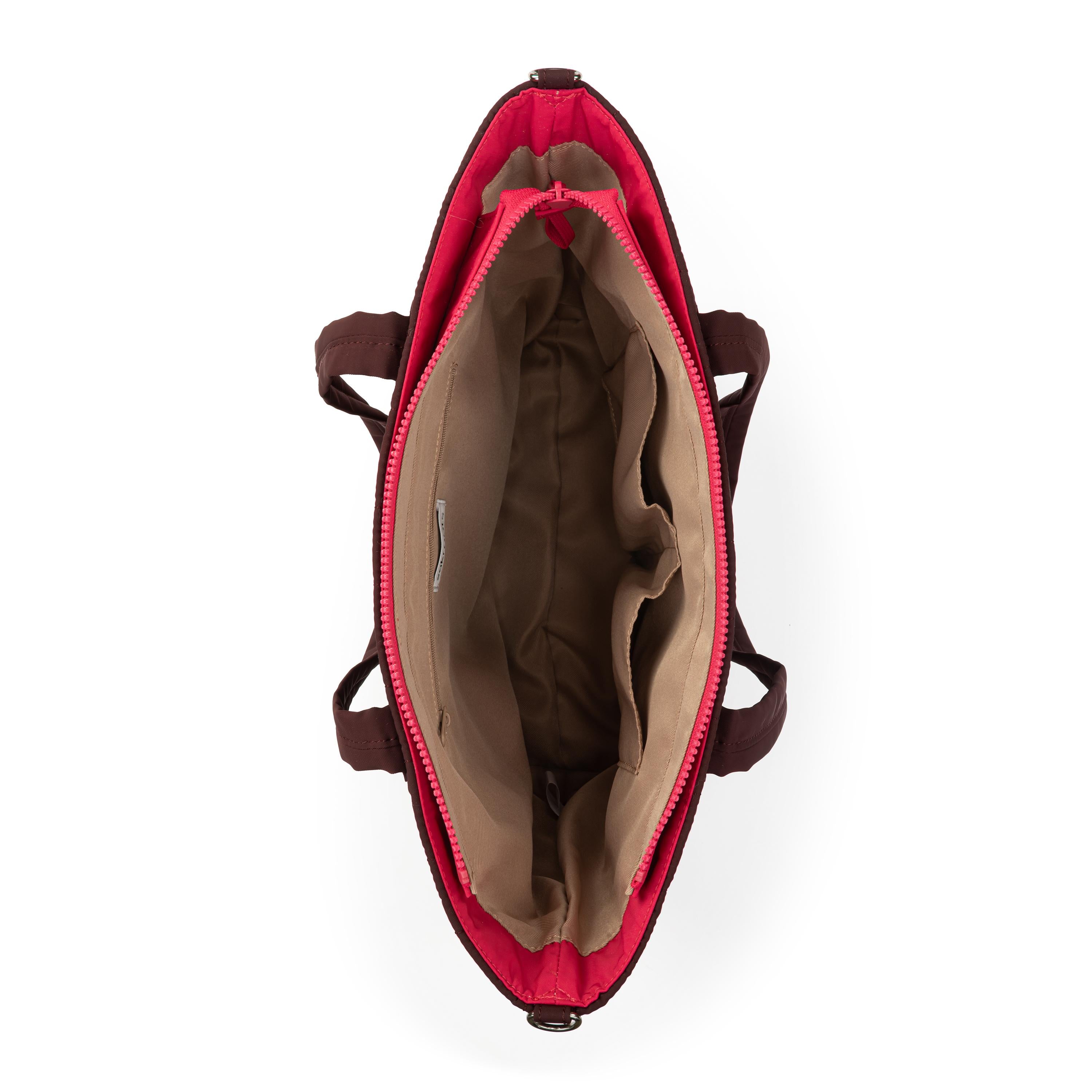 Sakroots Willow Shoulder Tote - EcoTwill - Black Cherry Woven Quilted