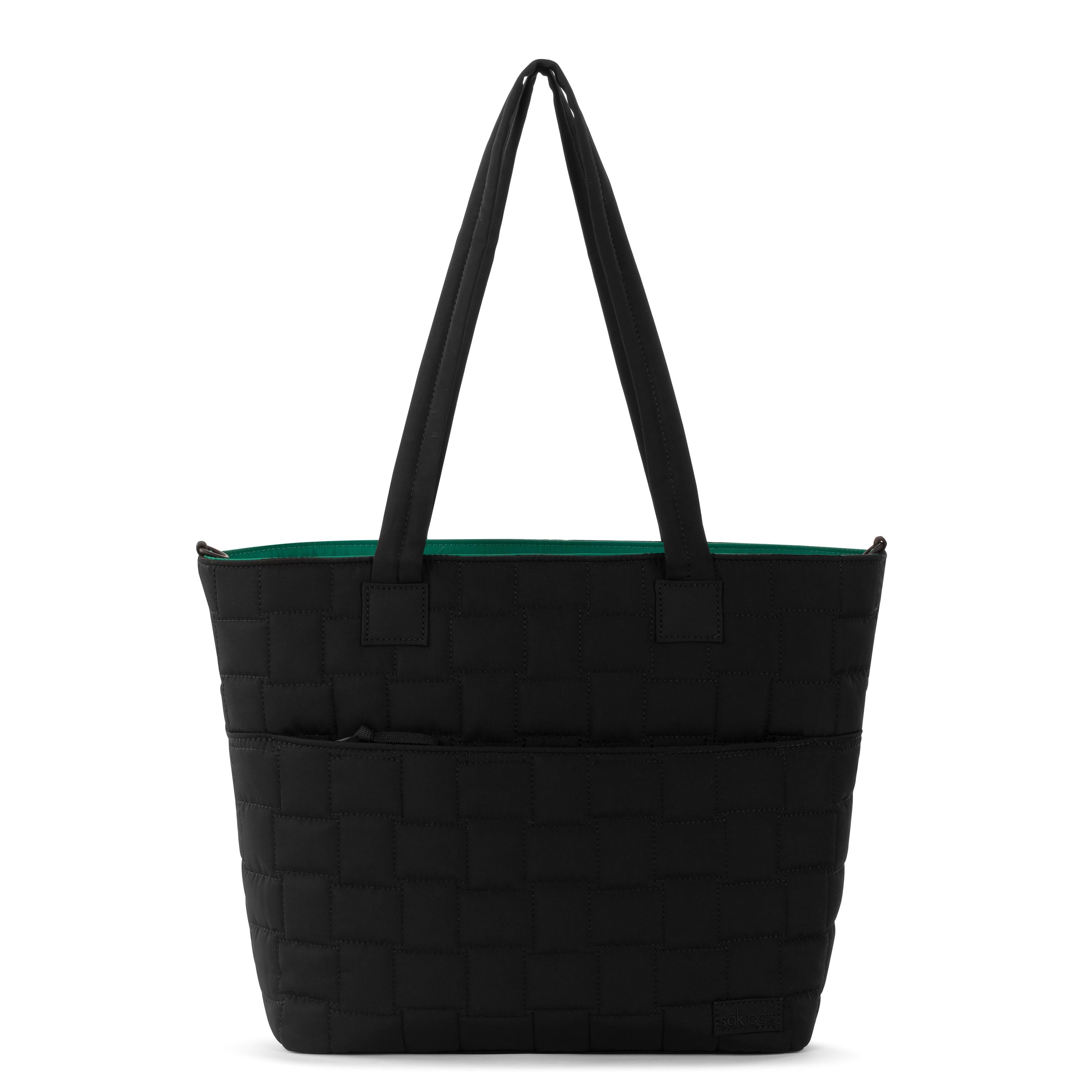 Sakroots Willow Shoulder Tote - EcoTwill - Black Woven Quilted