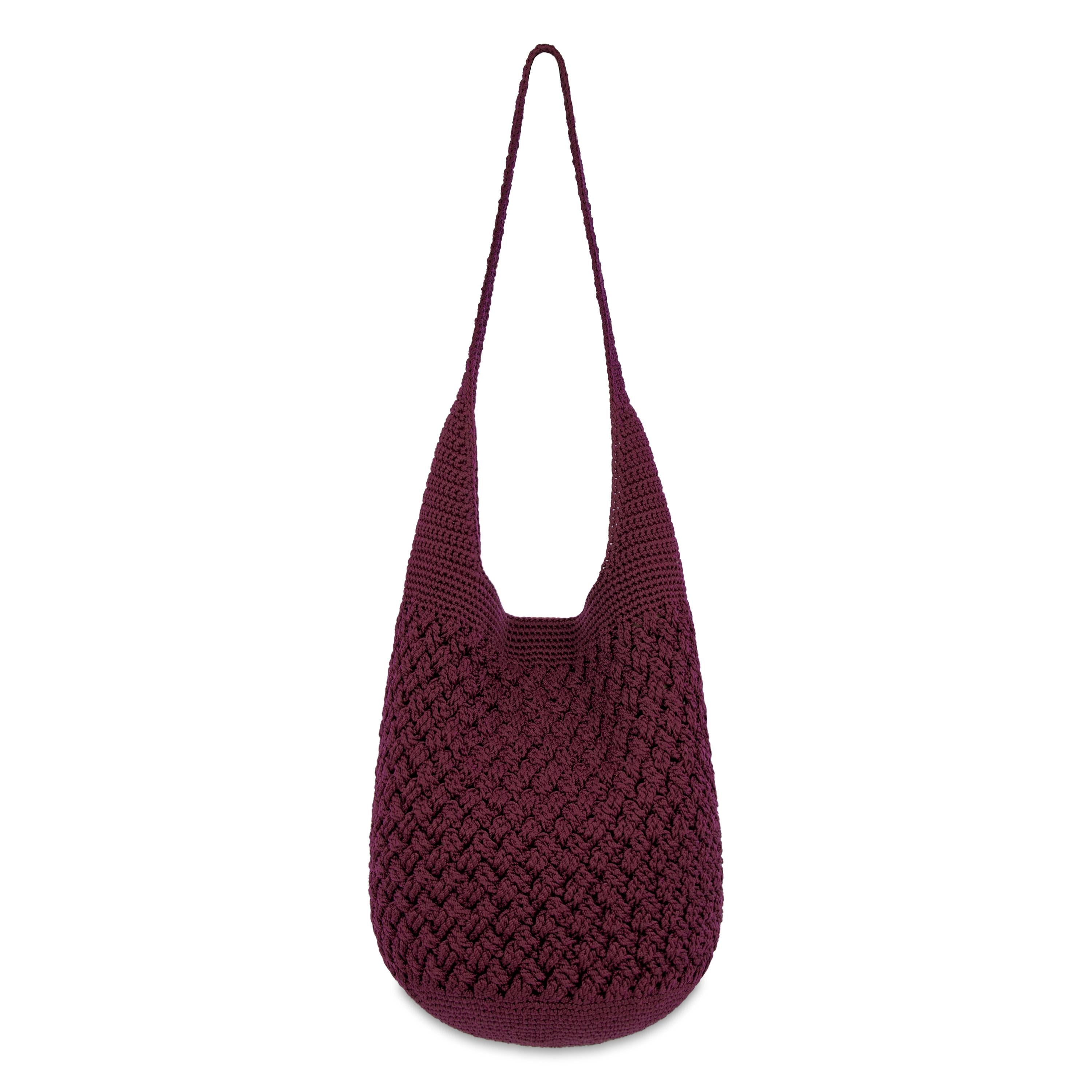 The Sak 120 Hobo - Hand Crochet - Black Cherry Cozy Weave