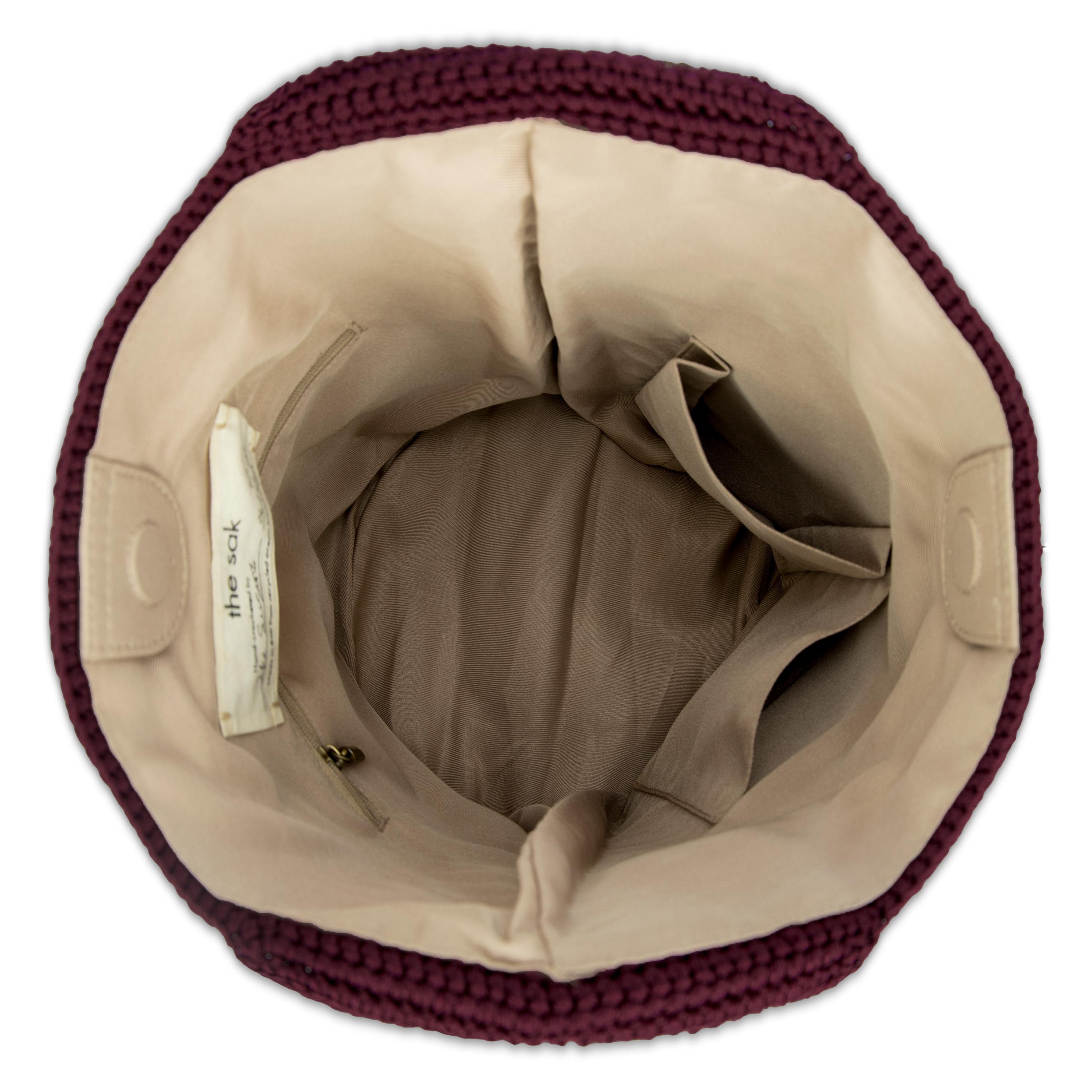 The Sak 120 Hobo - Hand Crochet - Black Cherry Cozy Weave
