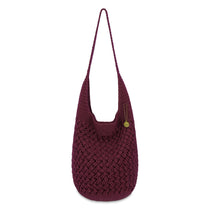 The Sak 120 Hobo - Hand Crochet - Black Cherry Cozy Weave