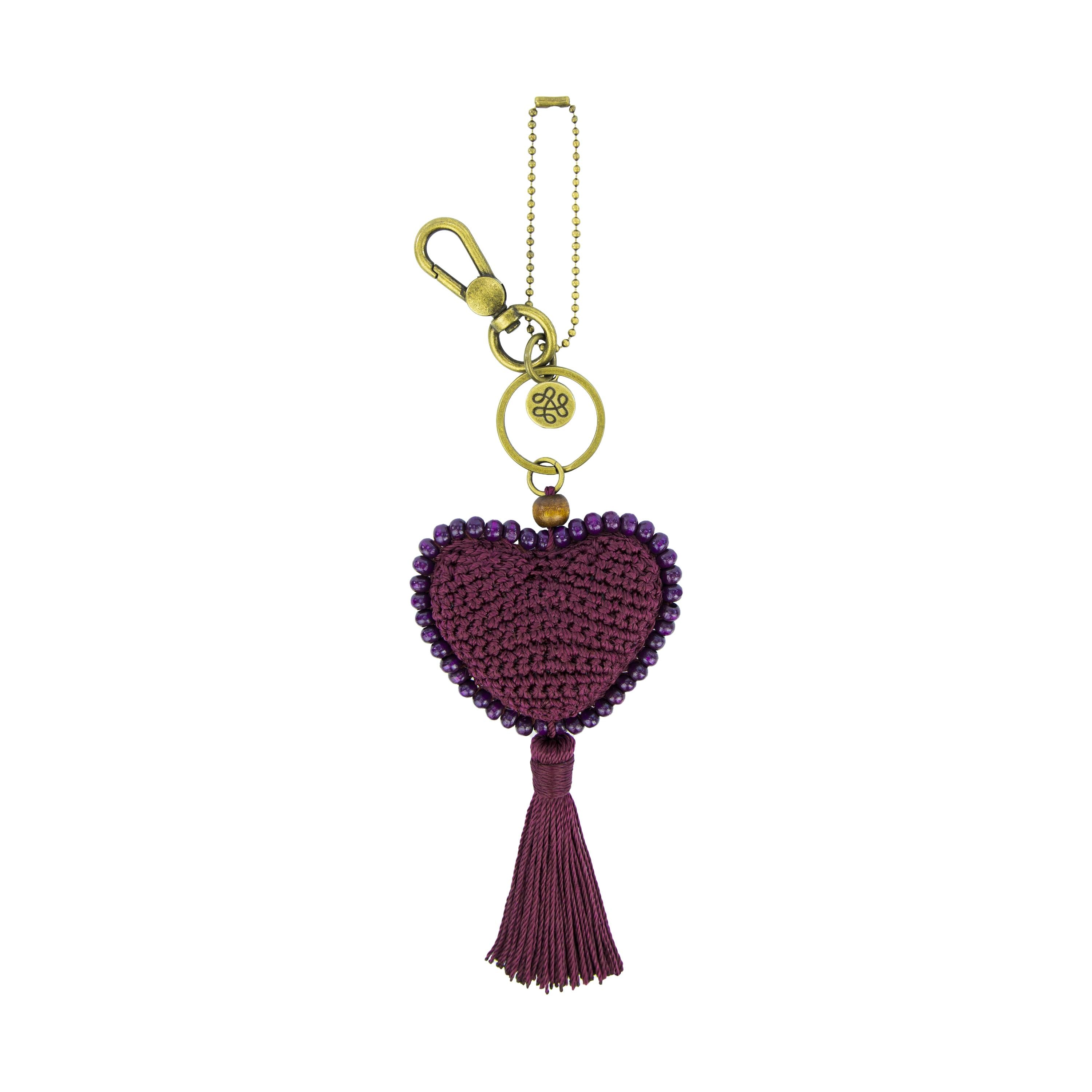 The Sak Yarnicharmz Dangle - Hand Crochet - Black Cherry Heart