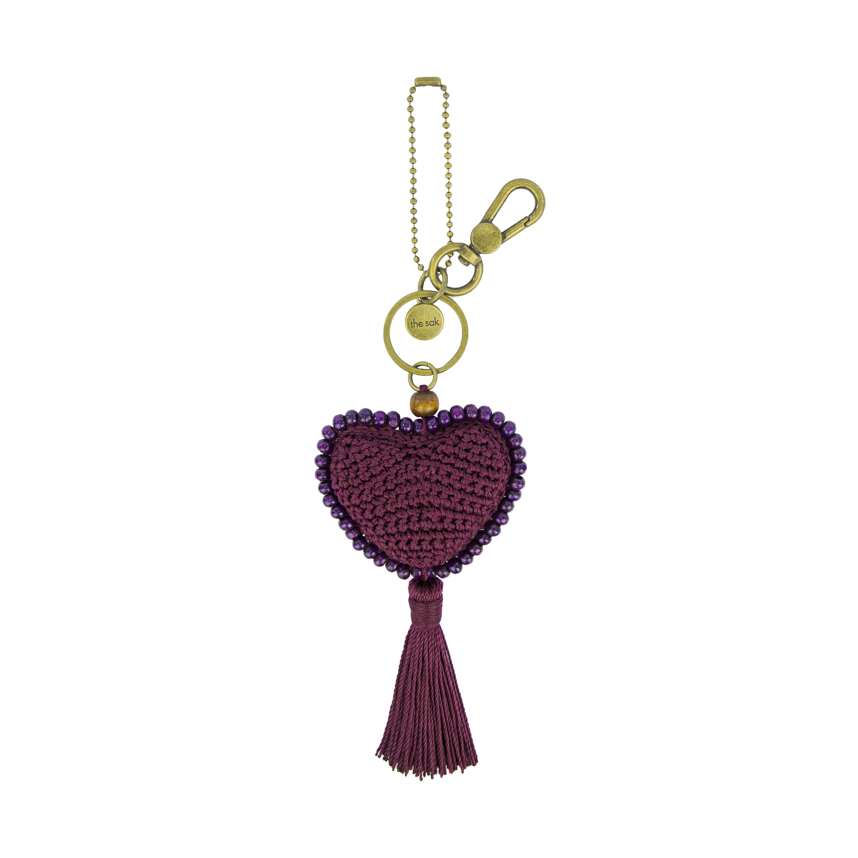 The Sak Yarnicharmz Dangle - Hand Crochet - Black Cherry Heart