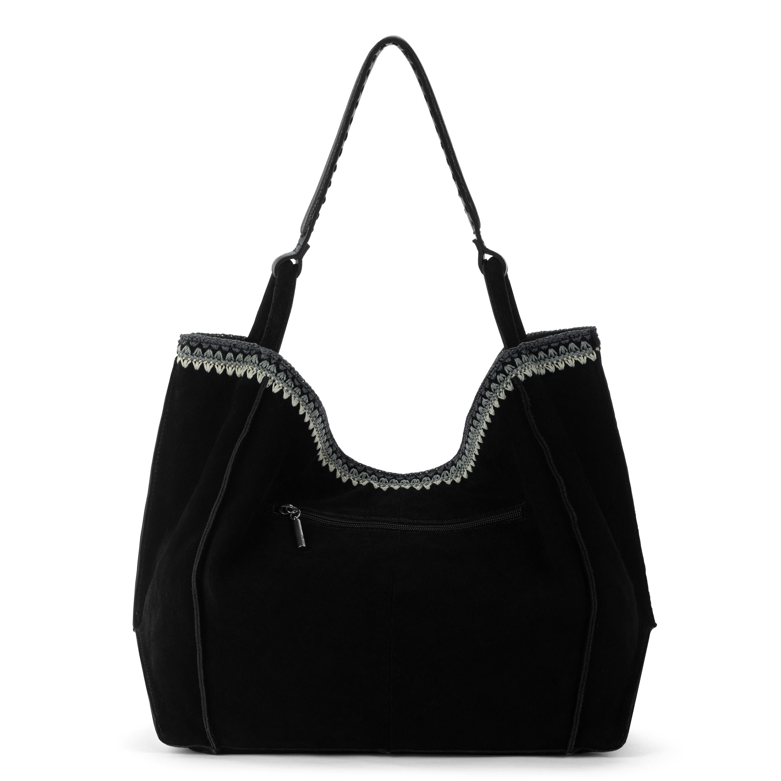 The Sak Los Feliz Large Tote - Leather - Black Suede Blanket Stitch