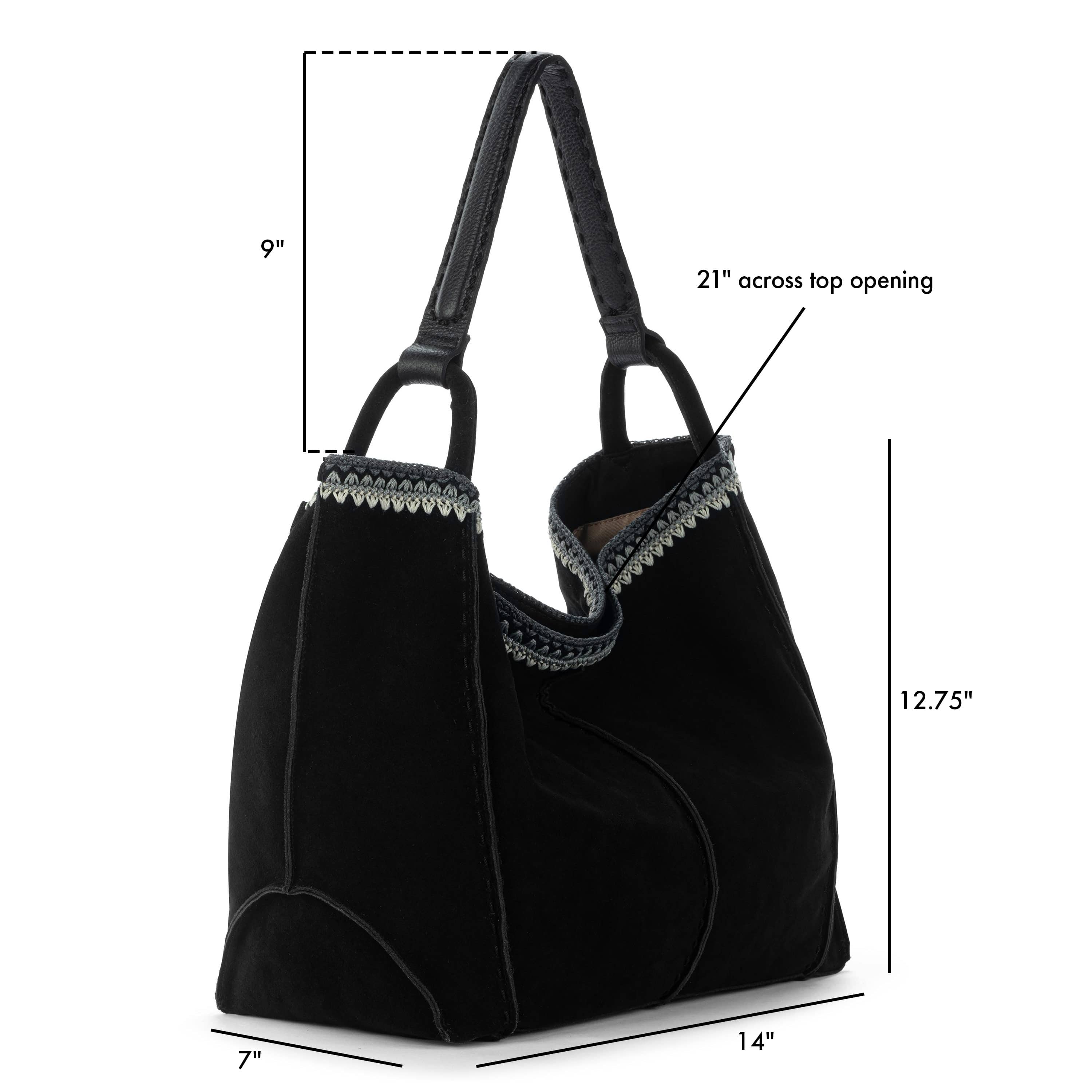 The Sak Los Feliz Large Tote - Leather - Black Suede Blanket Stitch