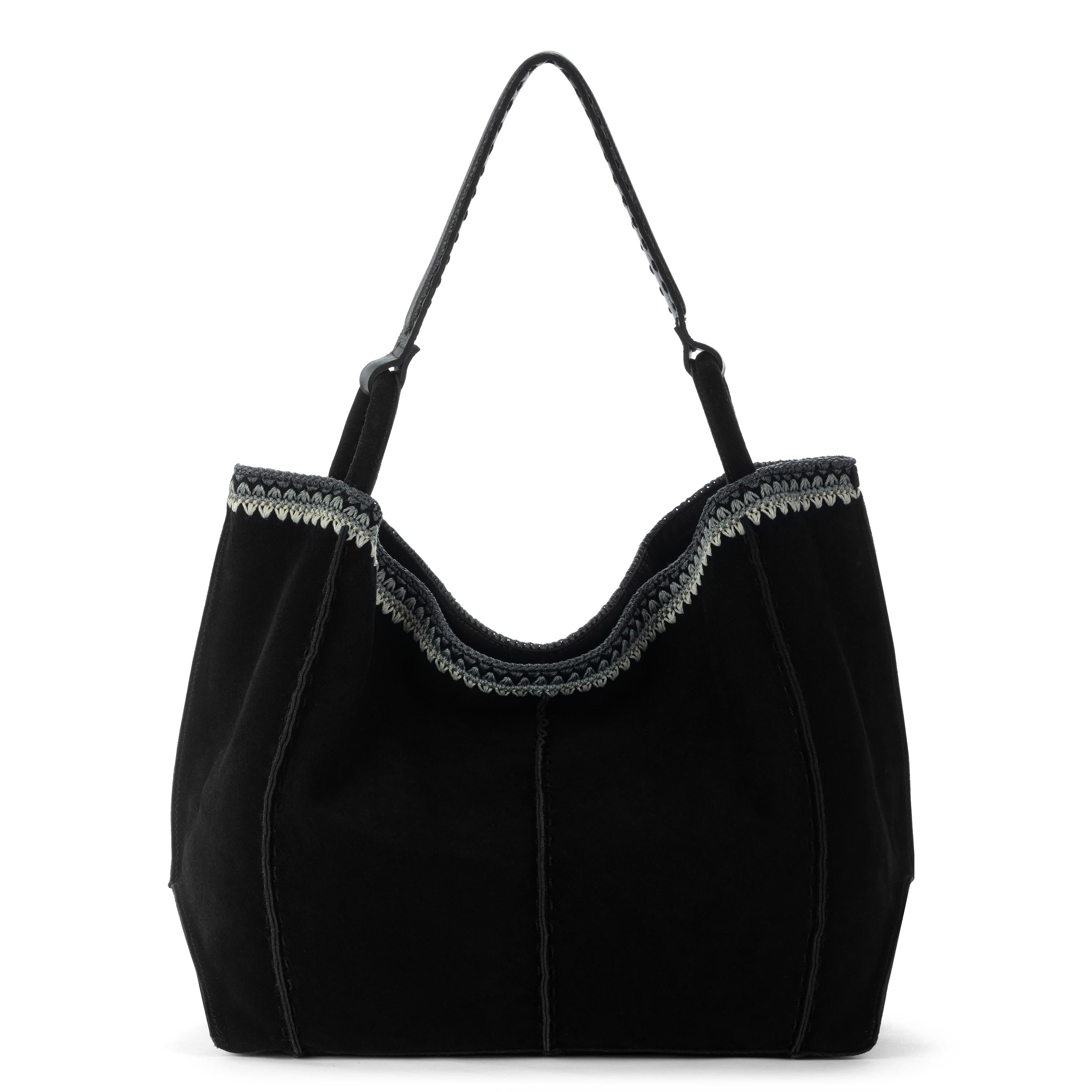 The Sak Los Feliz Large Tote - Leather - Black Suede Blanket Stitch