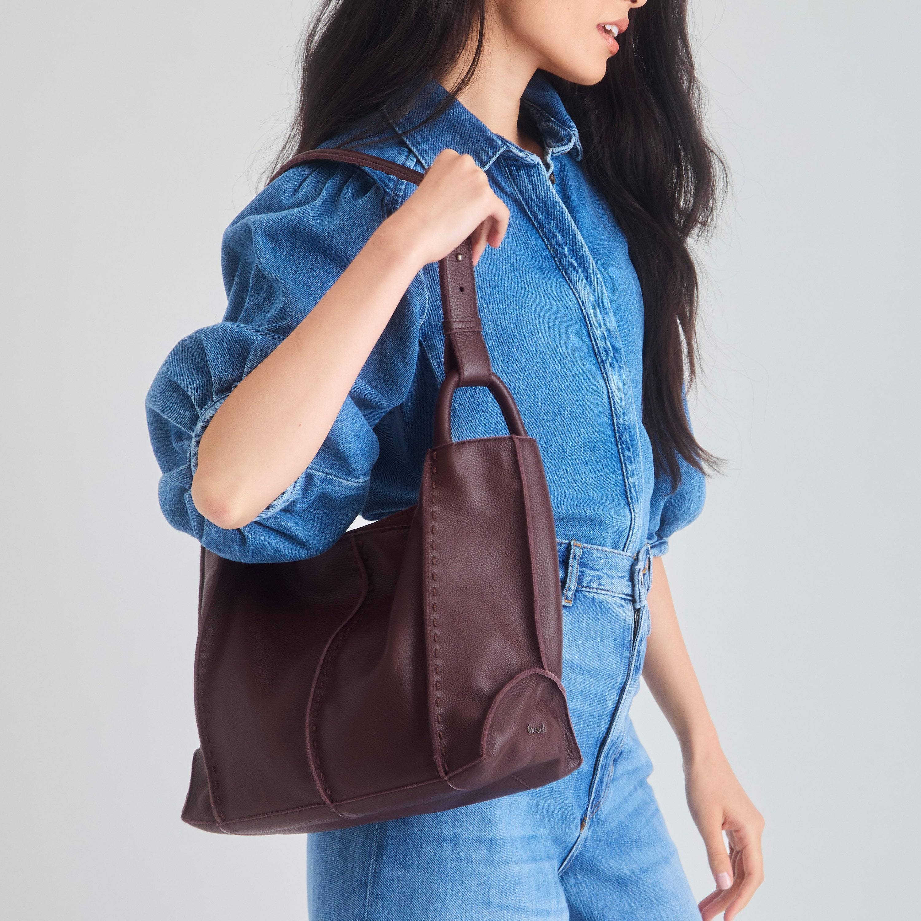 The Sak Los Feliz Medium Tote - Leather - Mahogany