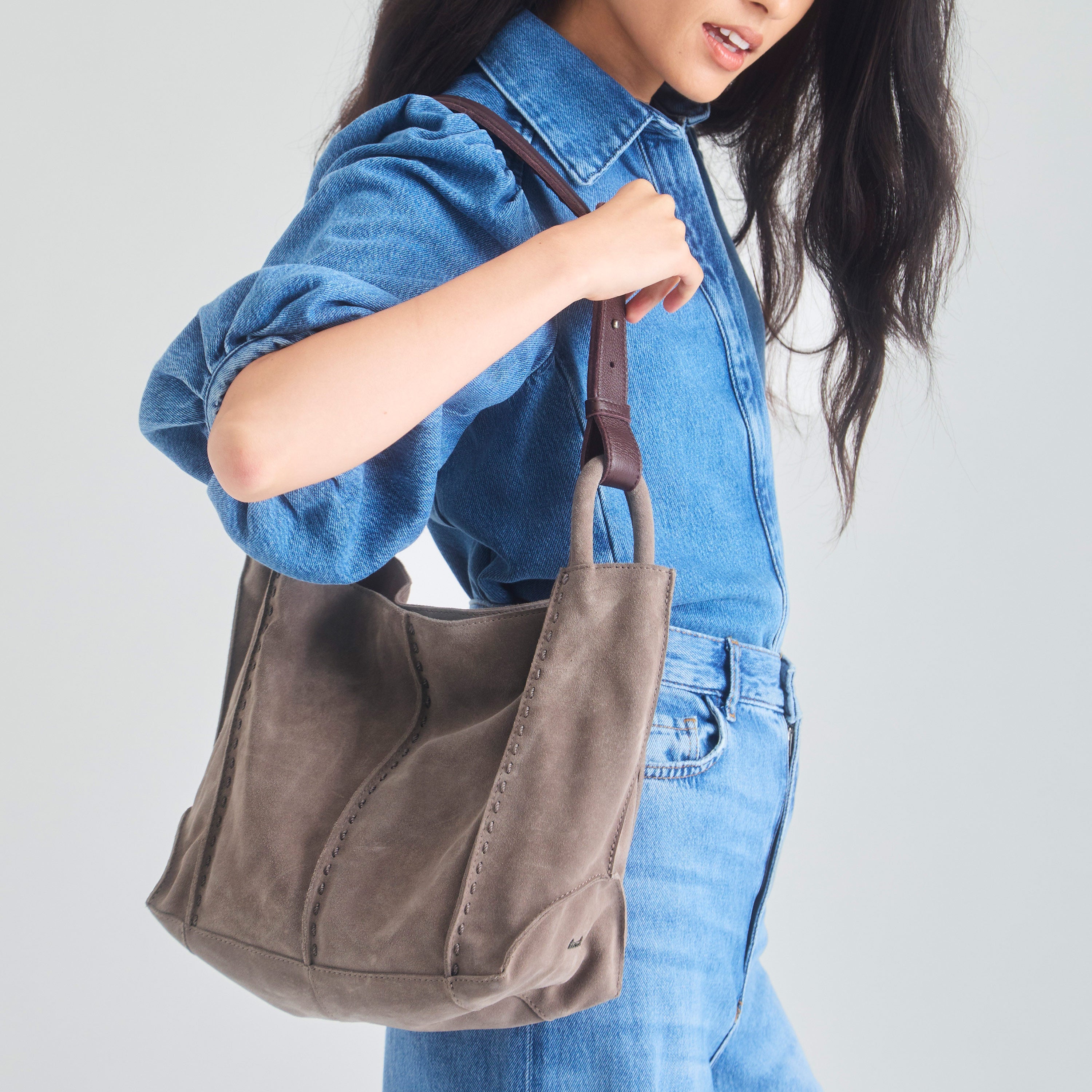 The Sak Los Feliz Medium Tote - Leather - Mushroom Suede