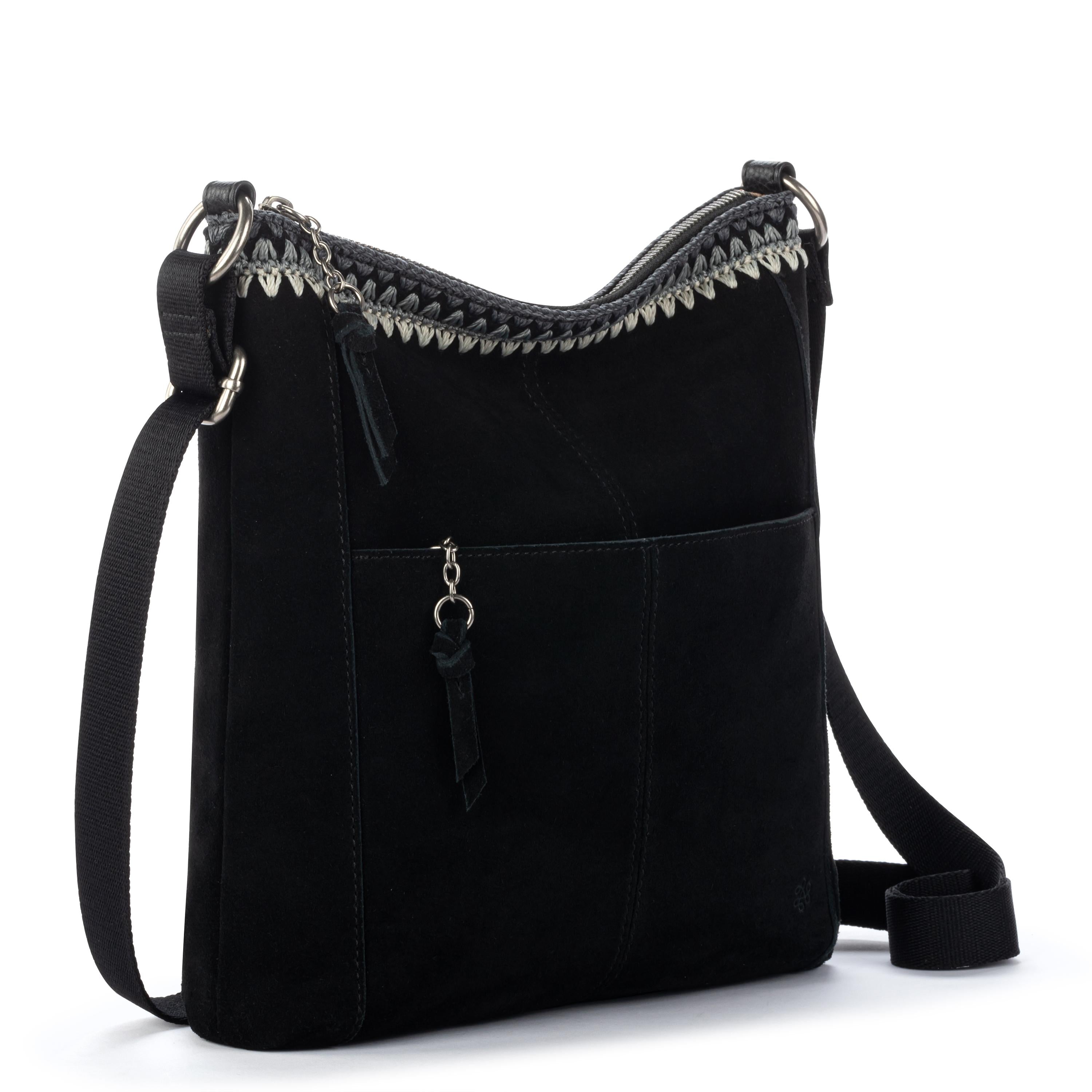 The Sak Lucia Crossbody - Leather - Black Suede Blanket Stitch