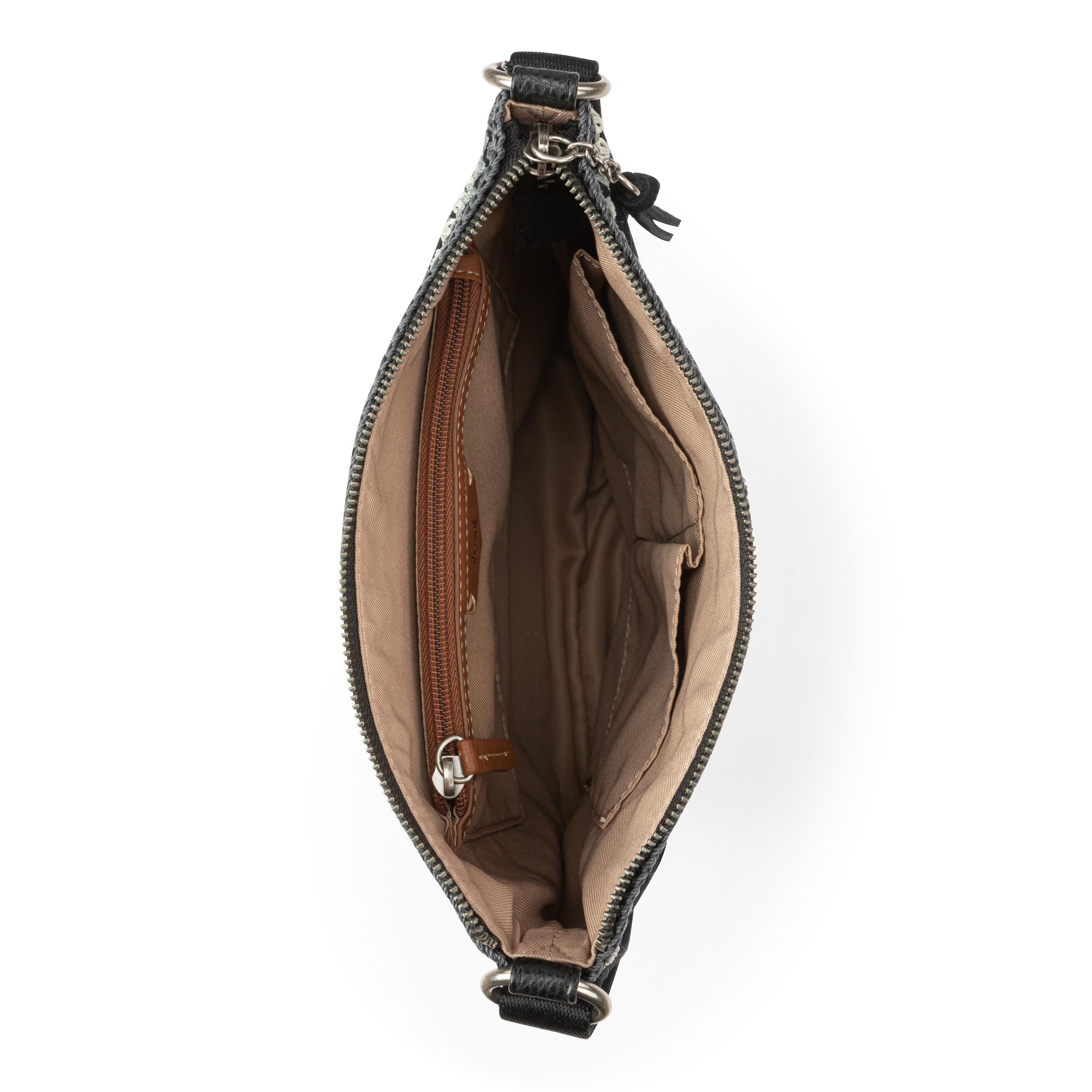 The Sak Lucia Crossbody - Leather - Black Suede Blanket Stitch