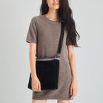 The Sak Lucia Crossbody - Leather - Black Suede Blanket Stitch