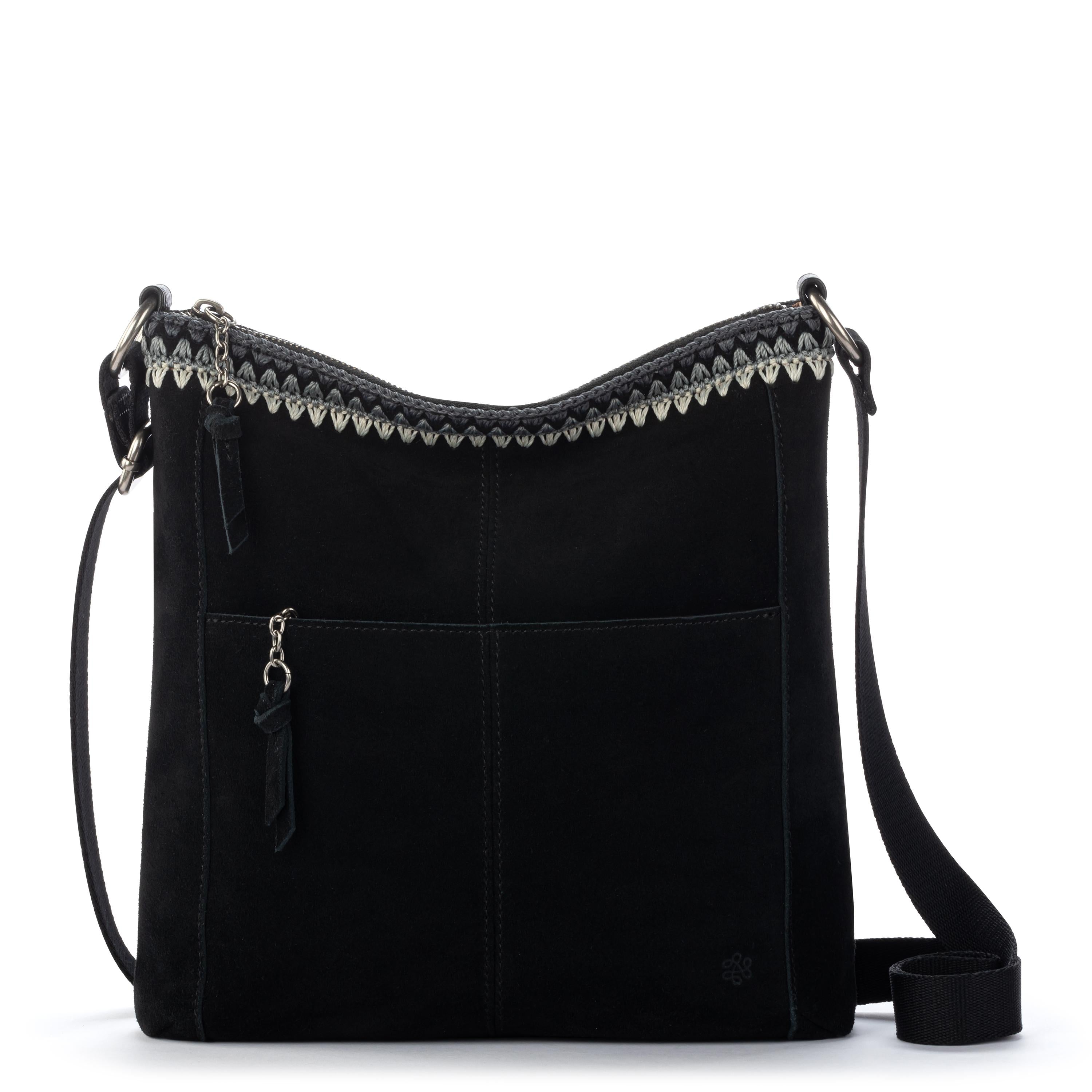 The Sak Lucia Crossbody - Leather - Black Suede Blanket Stitch