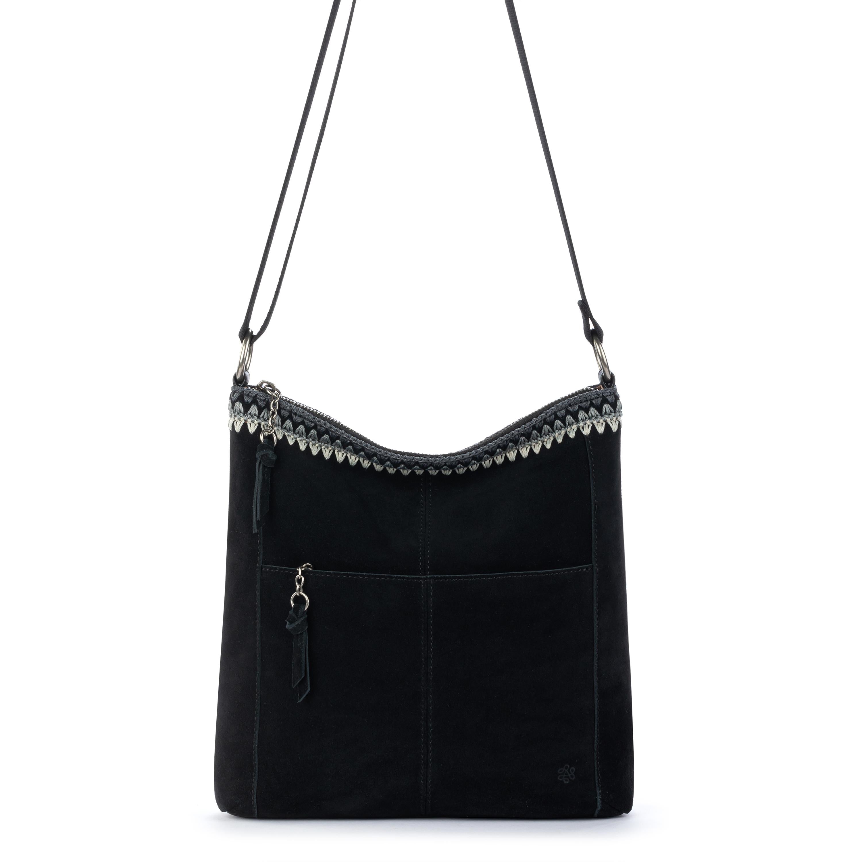 The Sak Lucia Crossbody - Leather - Black Suede Blanket Stitch