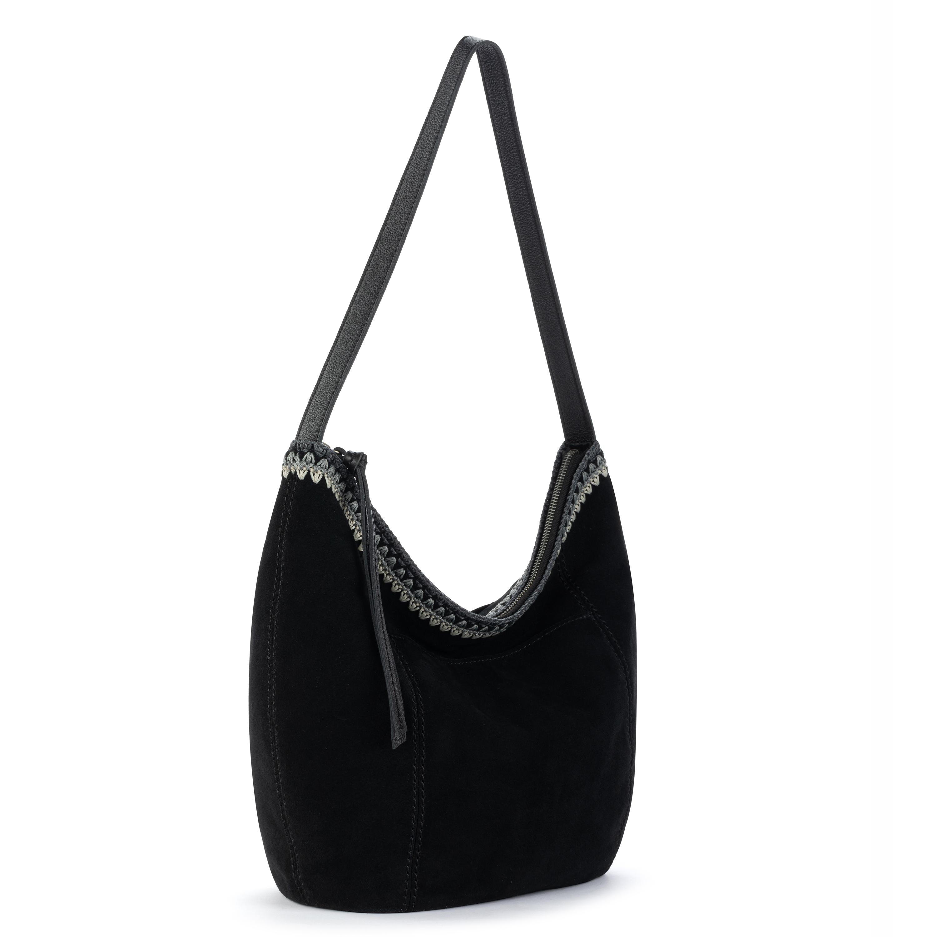 The Sak Sequoia Hobo - Leather - Black Suede Blanket Stitch