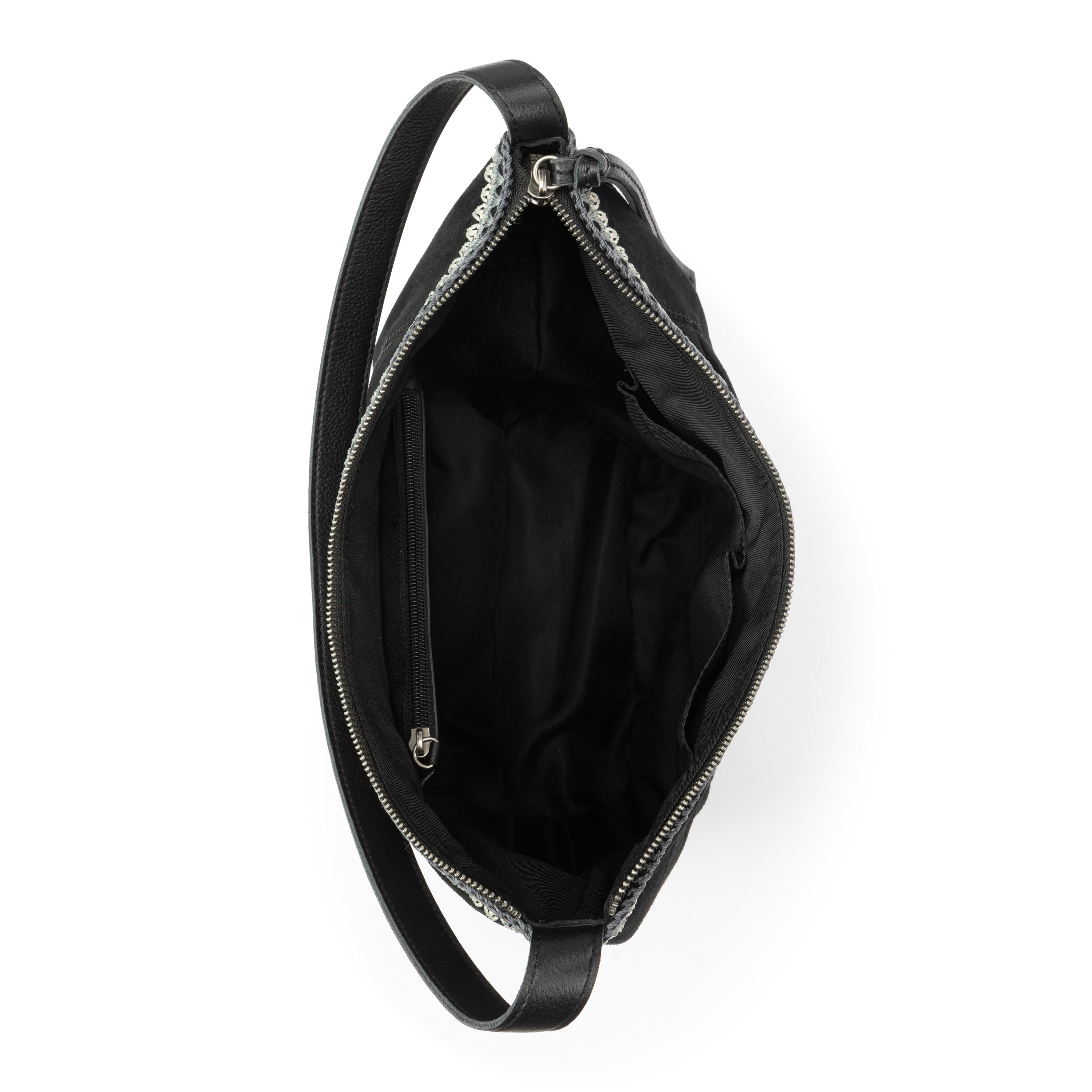 The Sak Sequoia Hobo - Leather - Black Suede Blanket Stitch