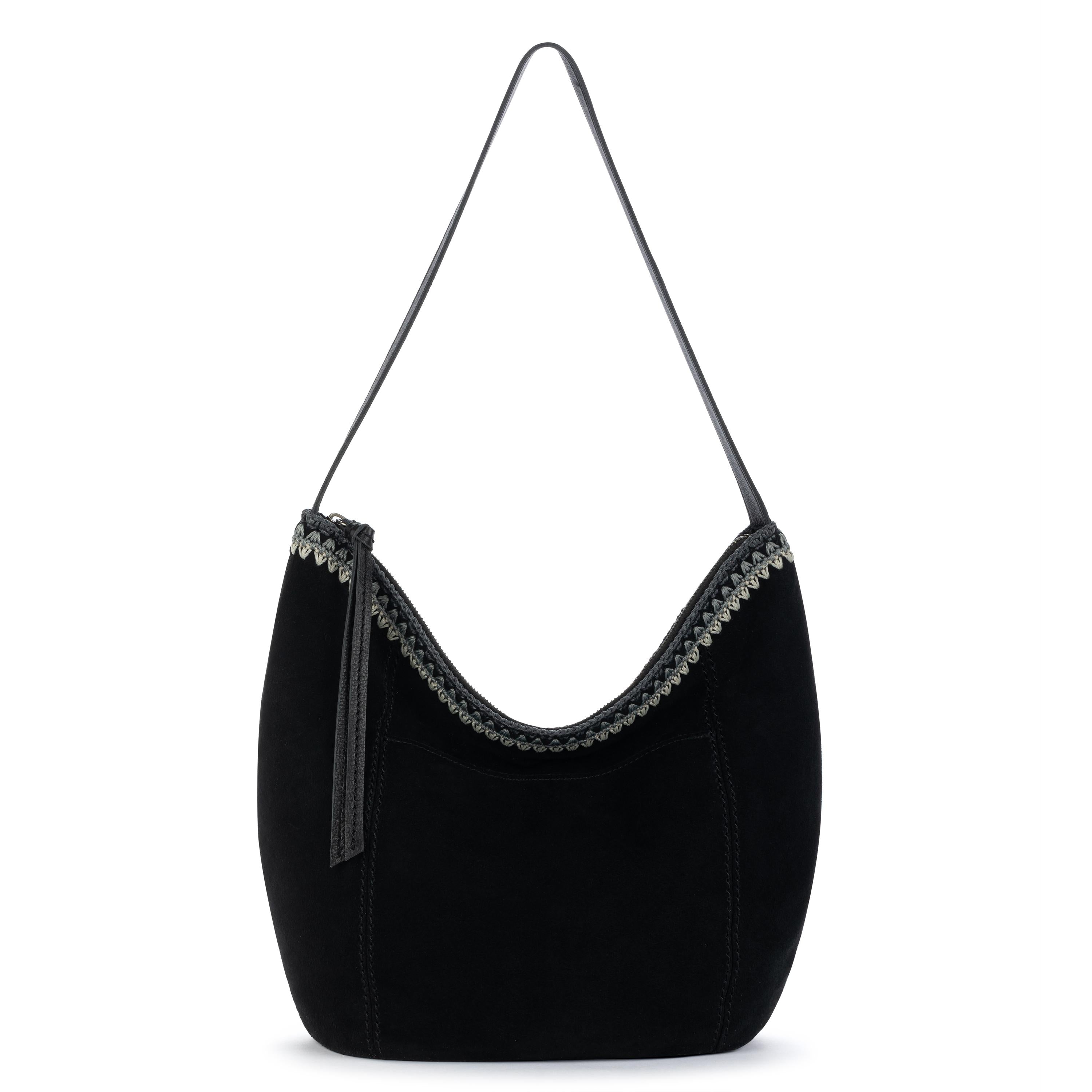 The Sak Sequoia Hobo - Leather - Black Suede Blanket Stitch