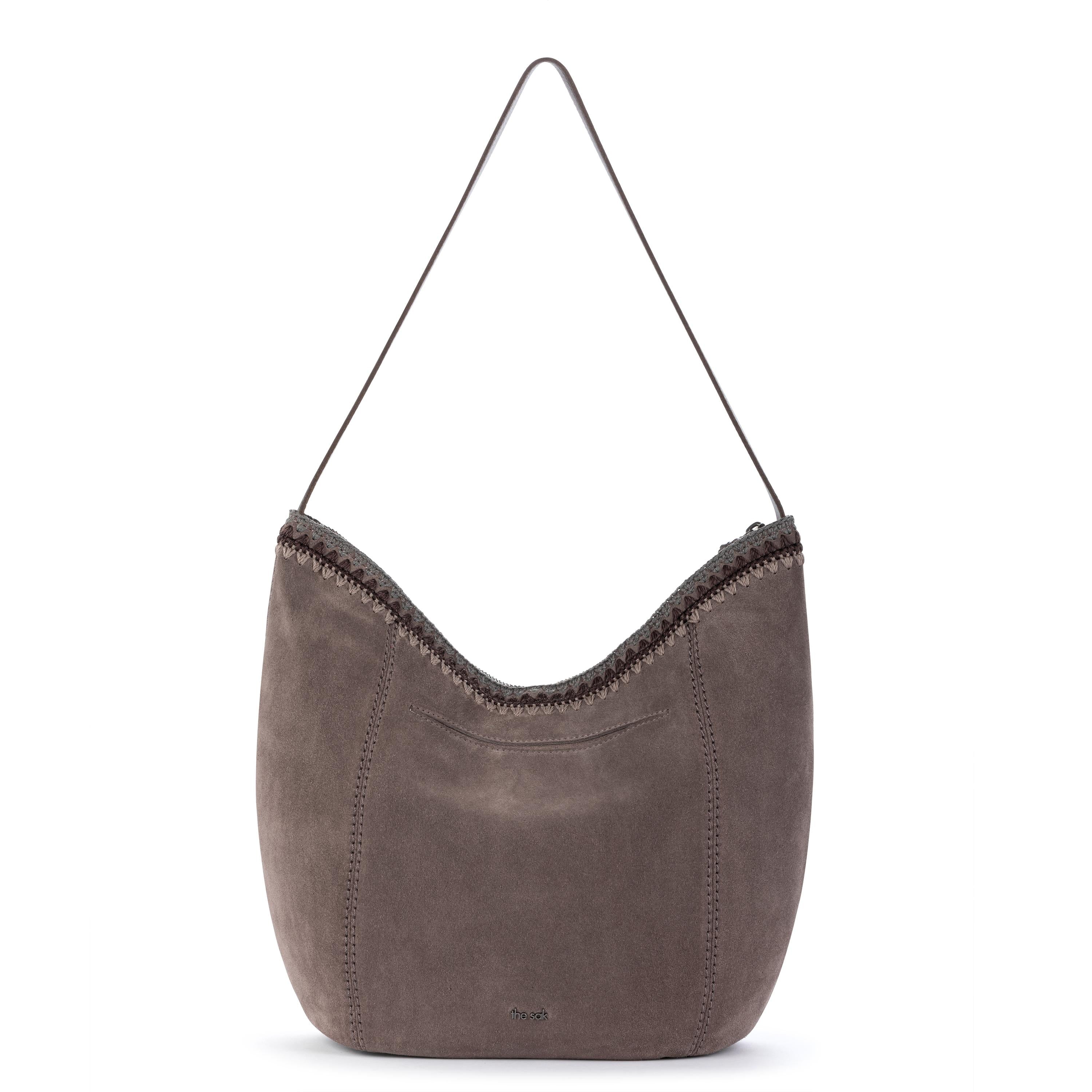 The Sak Sequoia Hobo - Leather - Mushroom Suede Blanket Stitch