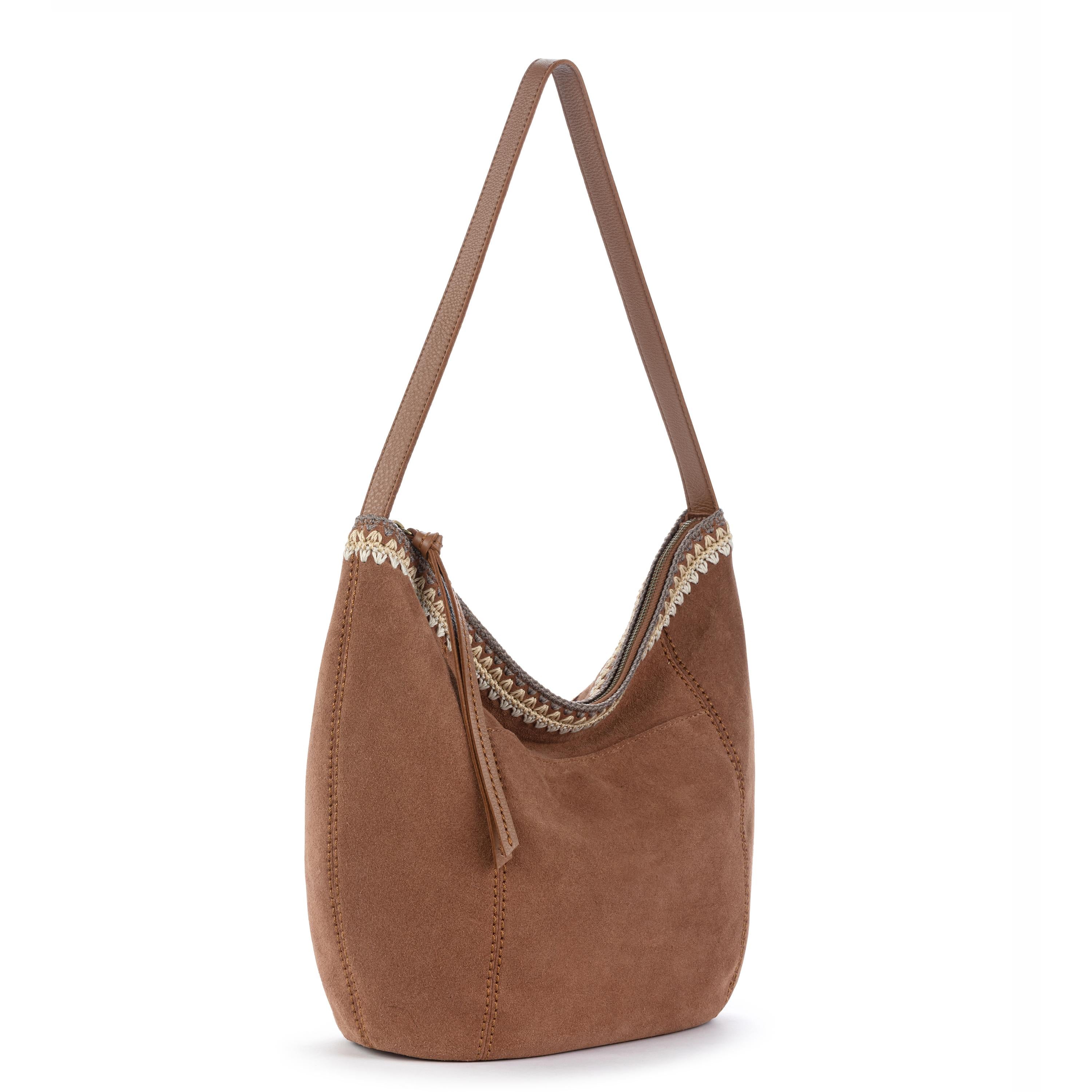 The Sak Sequoia Hobo - Leather - Tobacco Suede Blanket Stitch