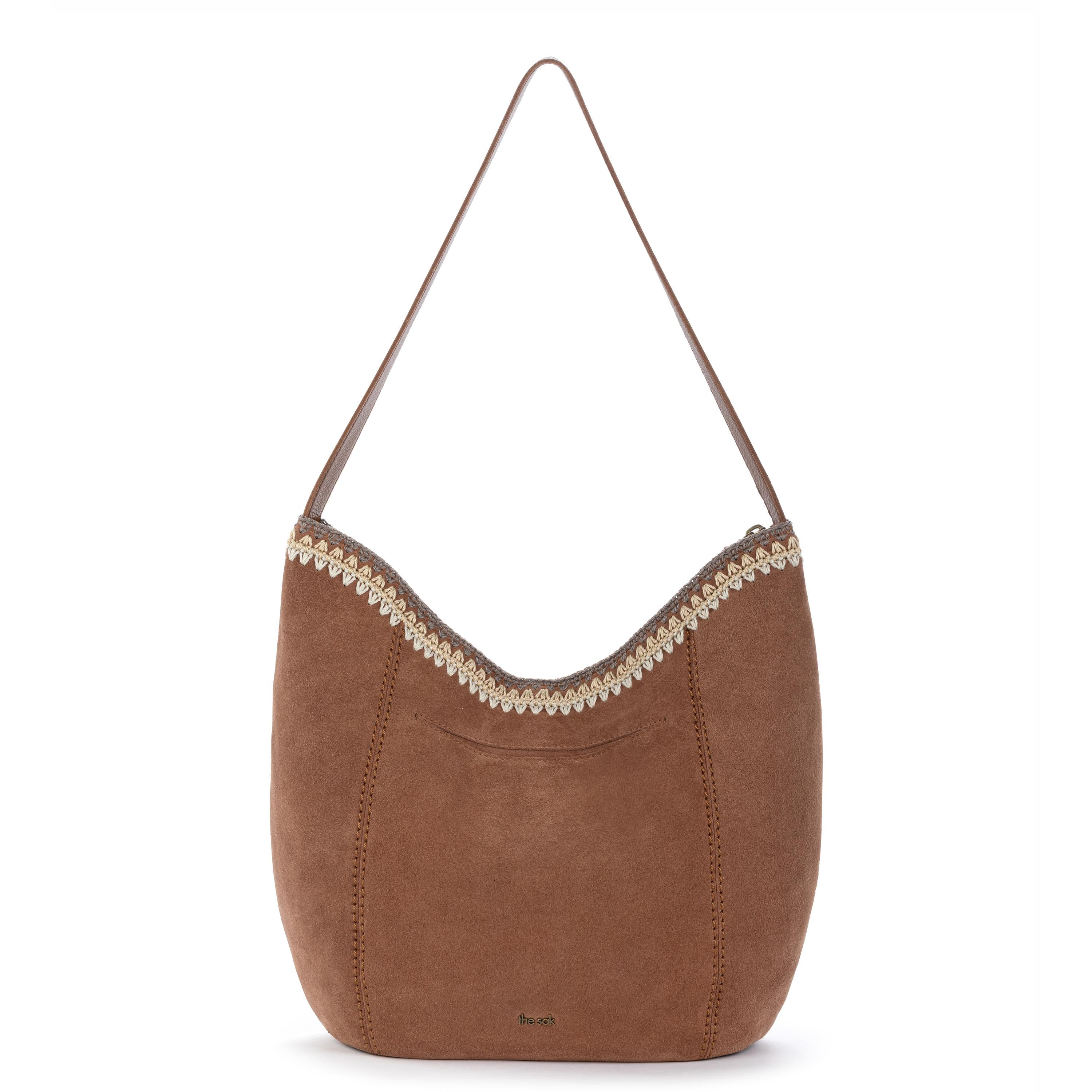 The Sak Sequoia Hobo - Leather - Tobacco Suede Blanket Stitch