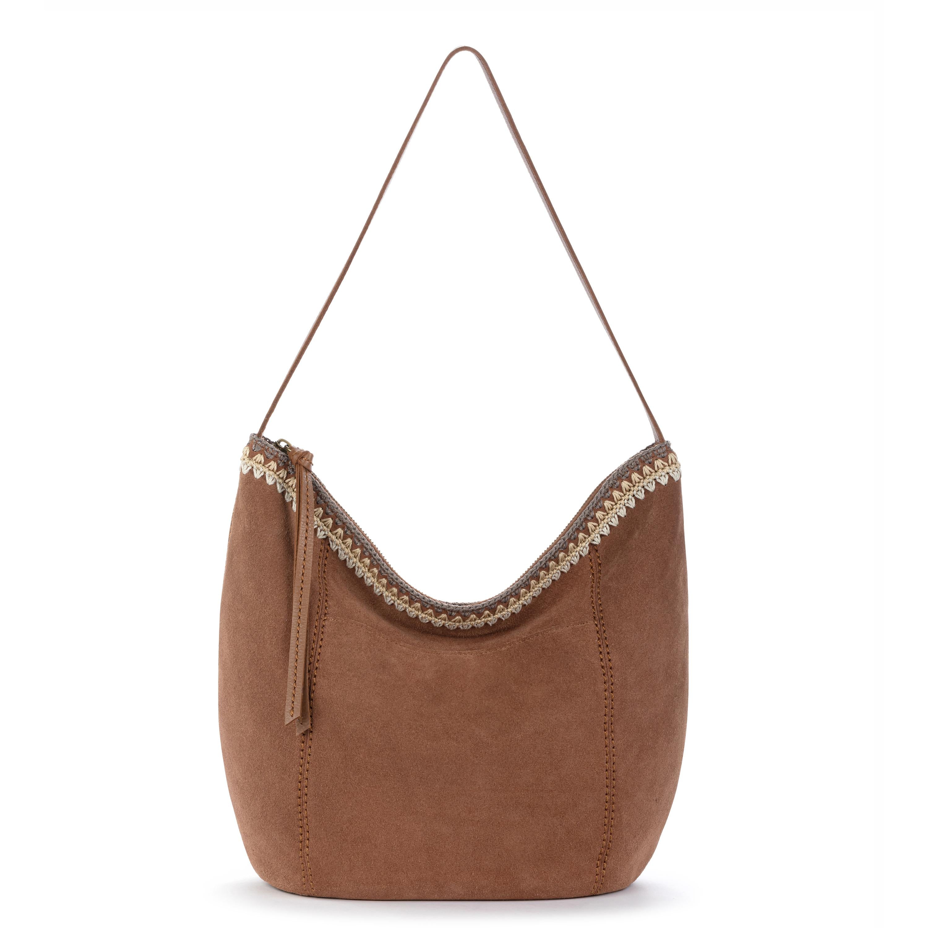 The Sak Sequoia Hobo - Leather - Tobacco Suede Blanket Stitch