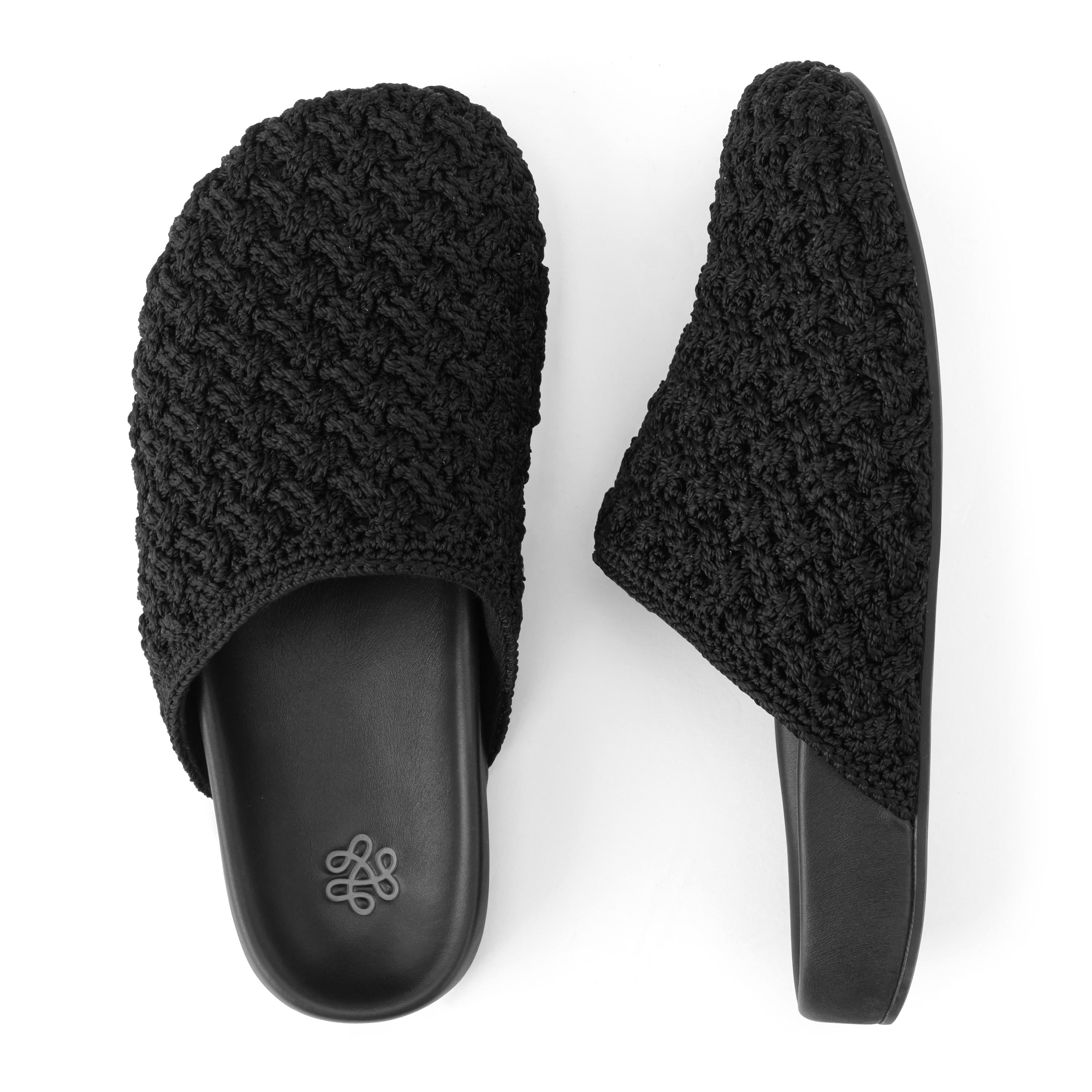 The Sak Bolinas Clog - Hand Crochet - Black Cozy Weave
