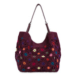 The Sak Los Feliz Large Tote - Hand Crochet - Black Cherry Multi Flower