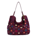 The Sak Los Feliz Large Tote - Hand Crochet - Black Cherry Multi Flower