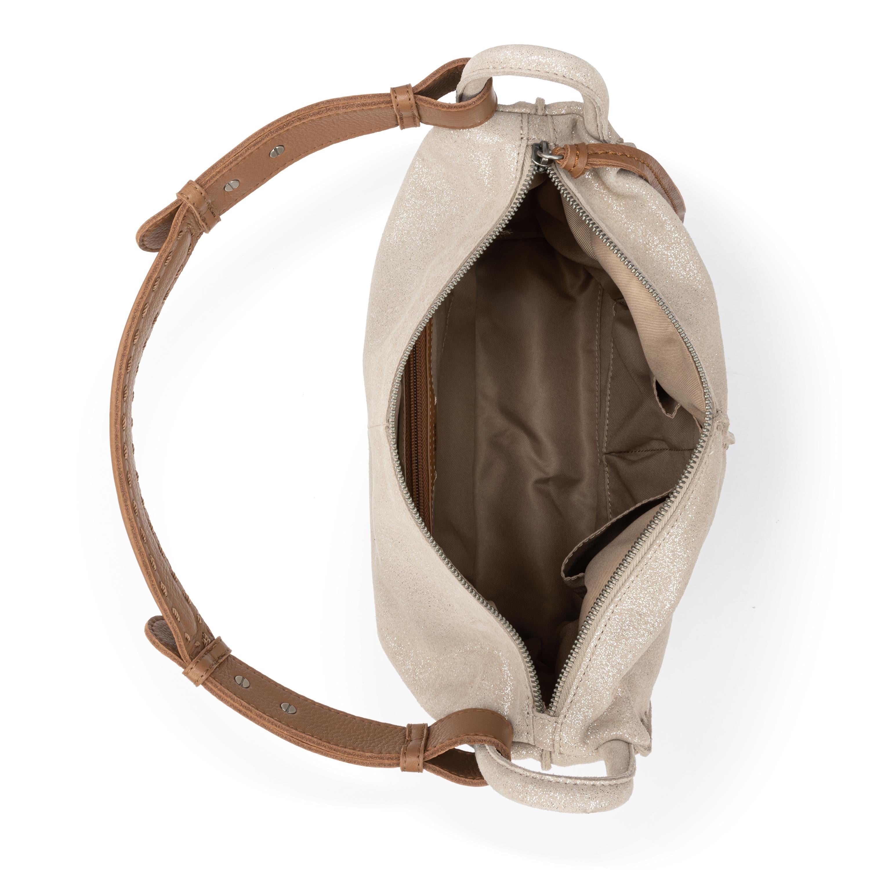 The Sak Los Feliz Hobo - Leather - Sand Sparkle Suede