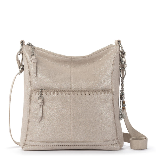 Lucia Crossbody - Leather - Sand Sparkle Suede – The Sak