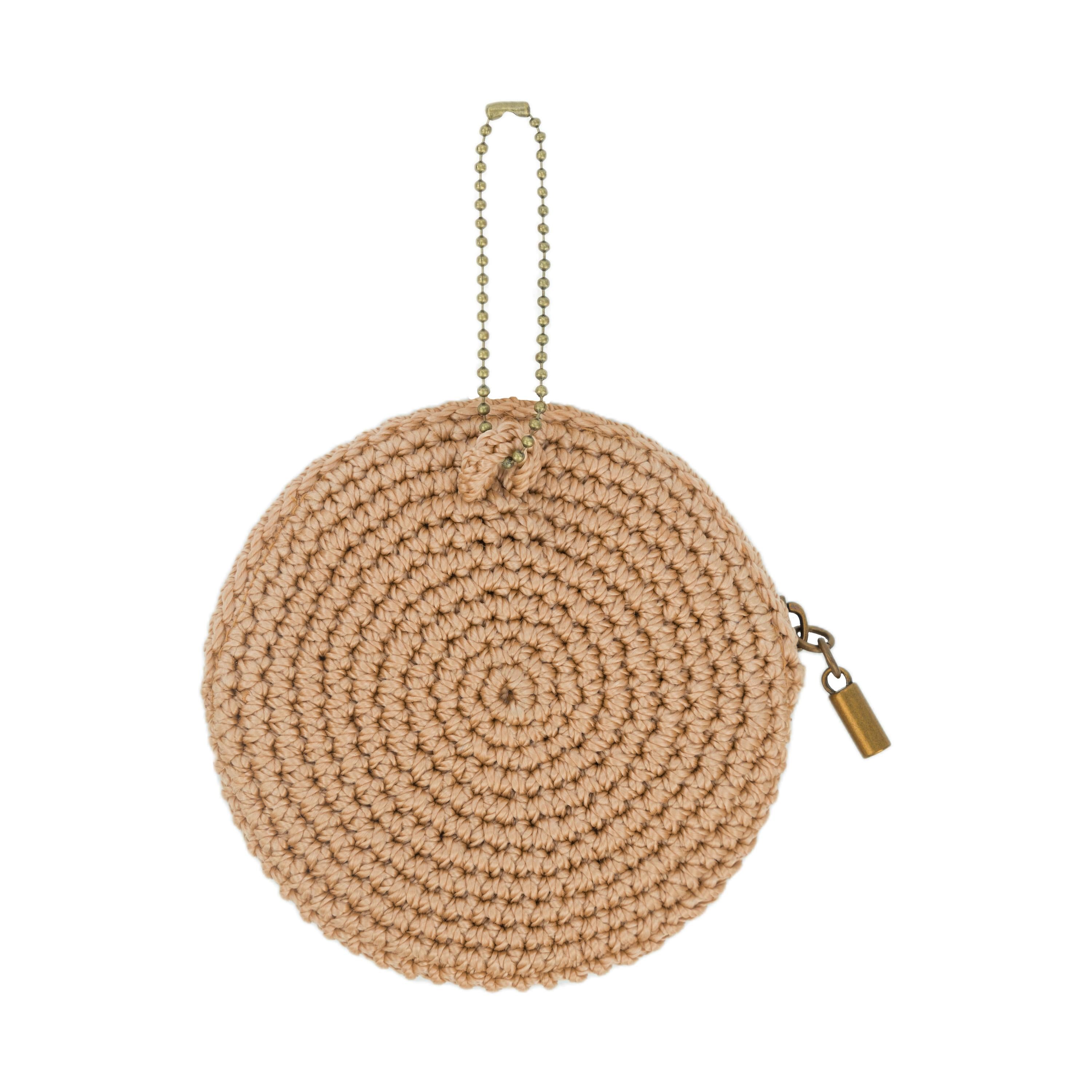 The Sak Circle Coin Pouch - Hand Crochet - Bamboo Tobacco Heart