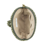 The Sak Circle Coin Pouch - Hand Crochet - Moss Static Suede Heart