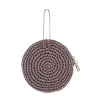 The Sak Circle Coin Pouch - Hand Crochet - Mushroom Suede Heart