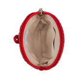The Sak Circle Coin Pouch - Hand Crochet - Scarlet Black Cherry Heart