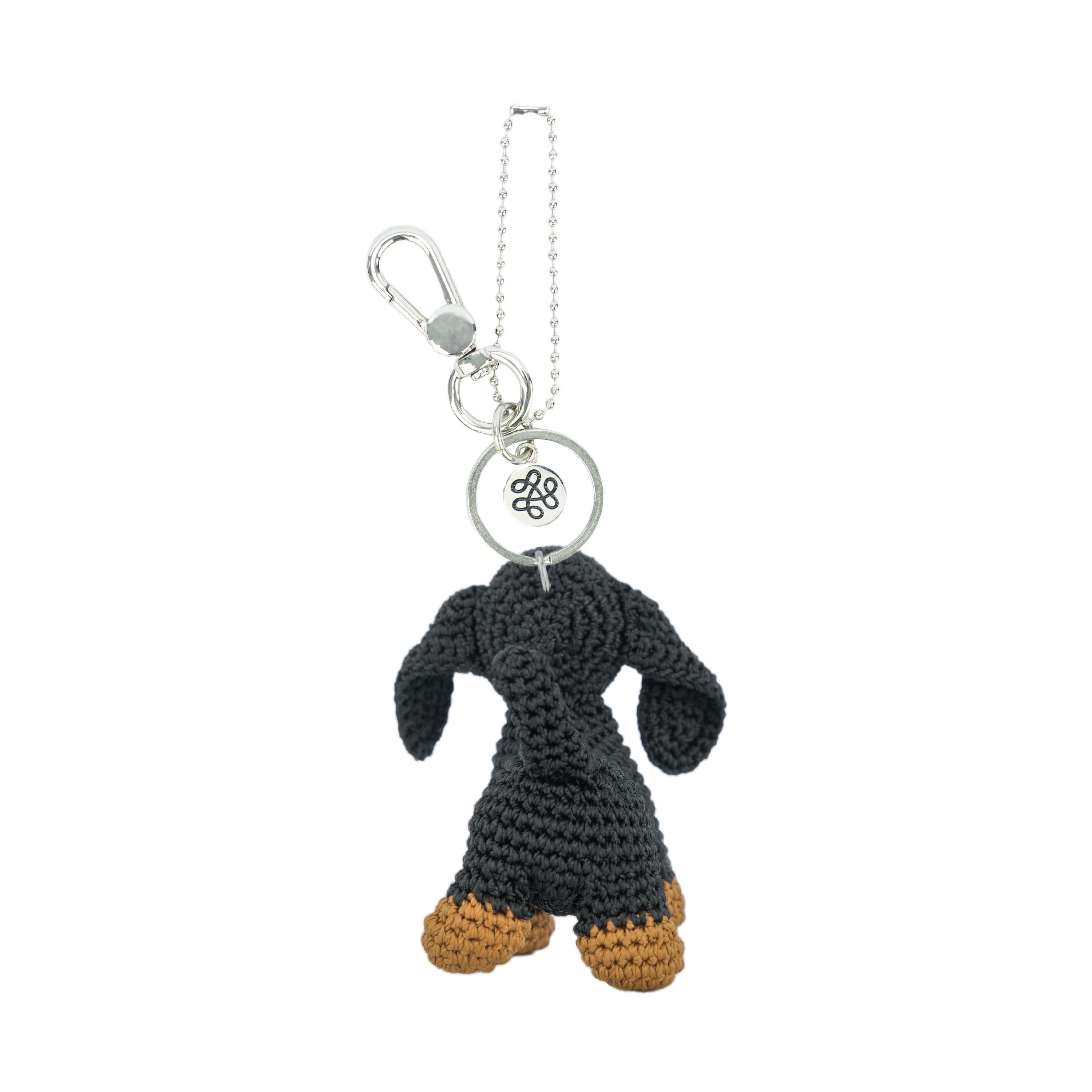 The Sak Yarnicharmz Dangle - Hand Crochet - Black Dachshund