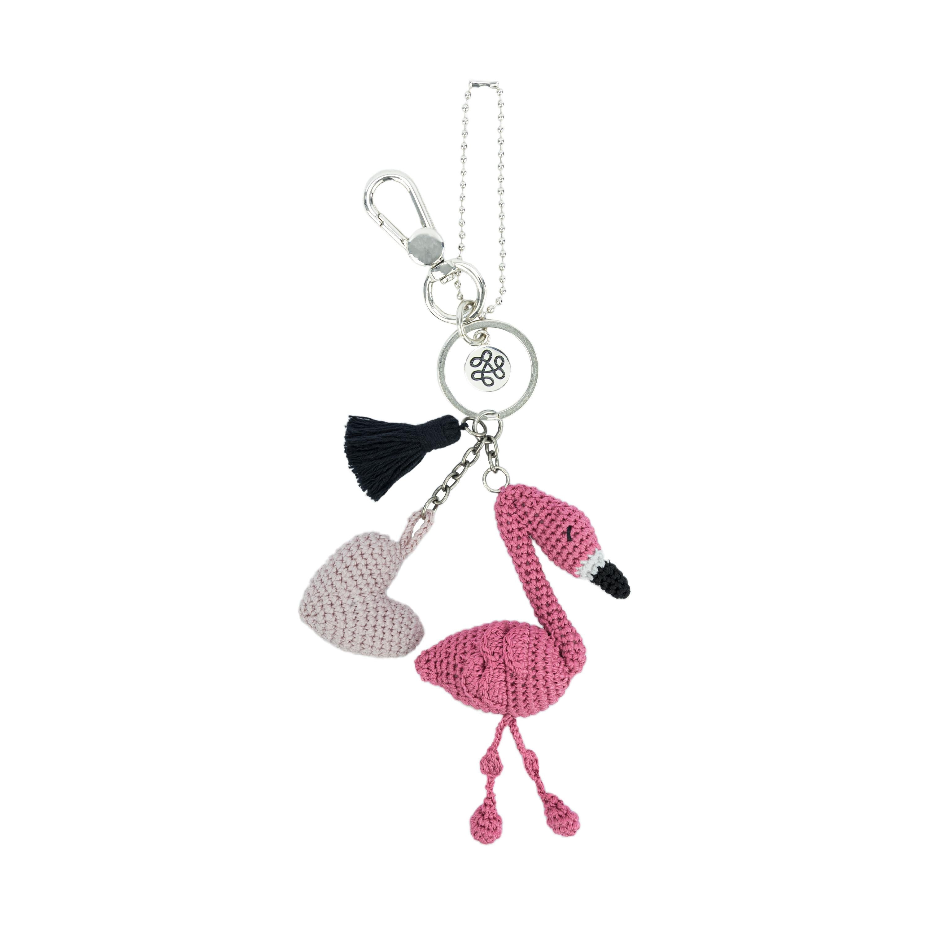 The Sak Yarnicharmz Dangle - Hand Crochet - Flamingo