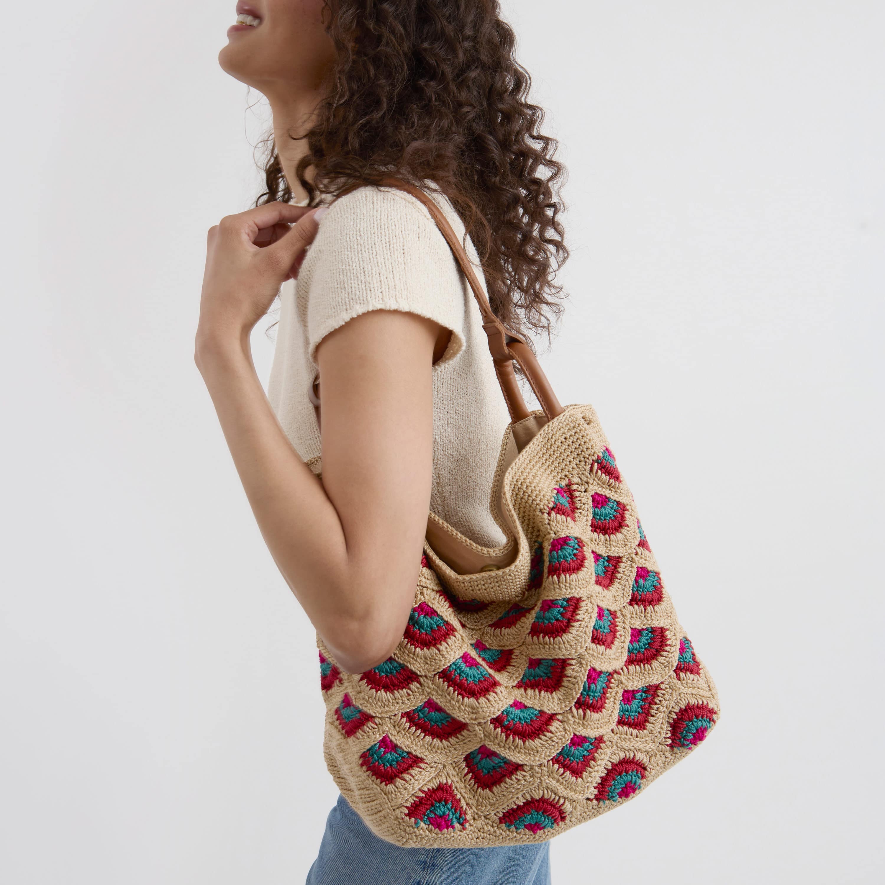 The Sak Los Feliz Large Tote - Hand Crochet - Bamboo Mermaid