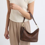 The Sak Juniper Small Hobo - Leather - Woven Mahogany Cognac