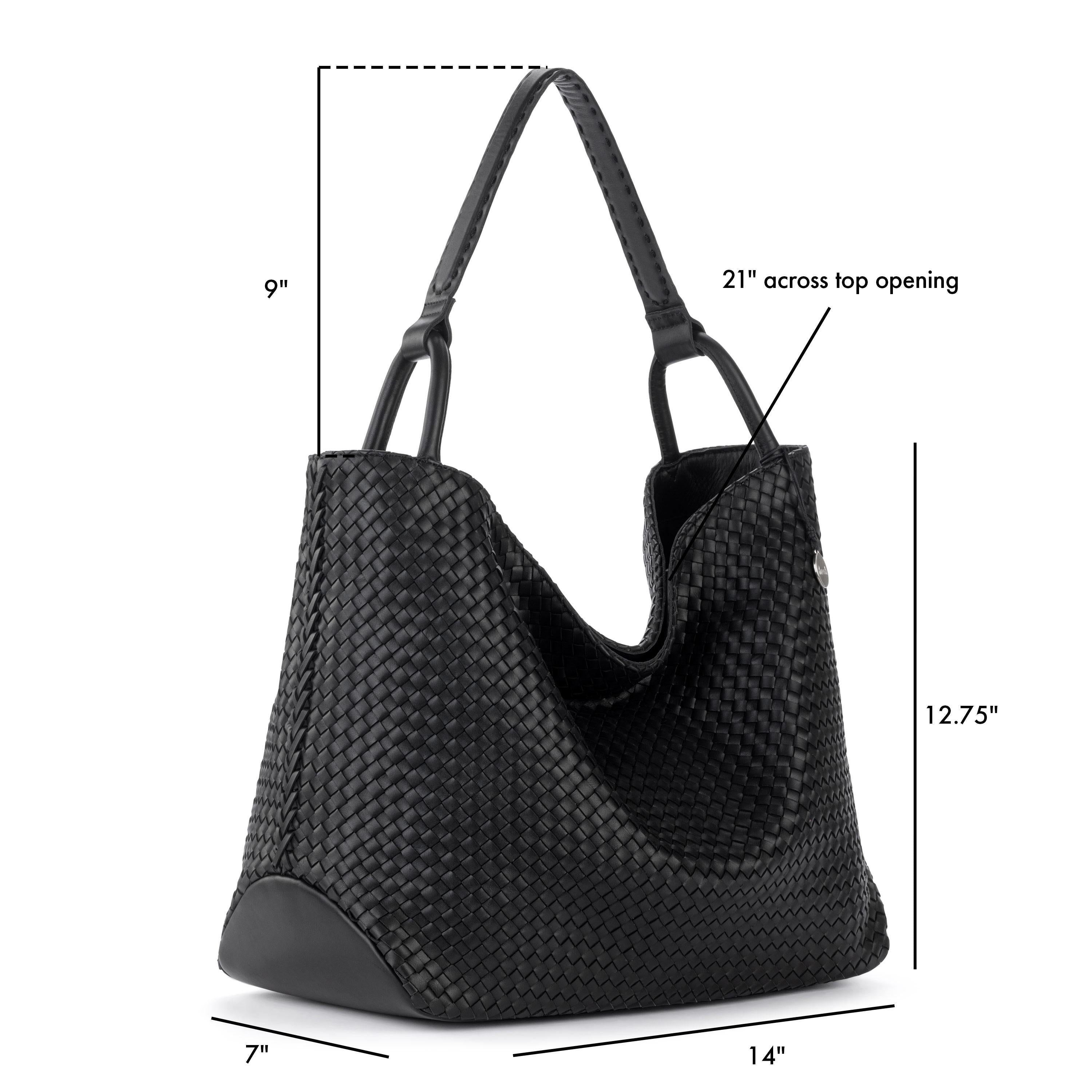 Los Feliz Large Tote Bag in Woven Black Leather – The Sak
