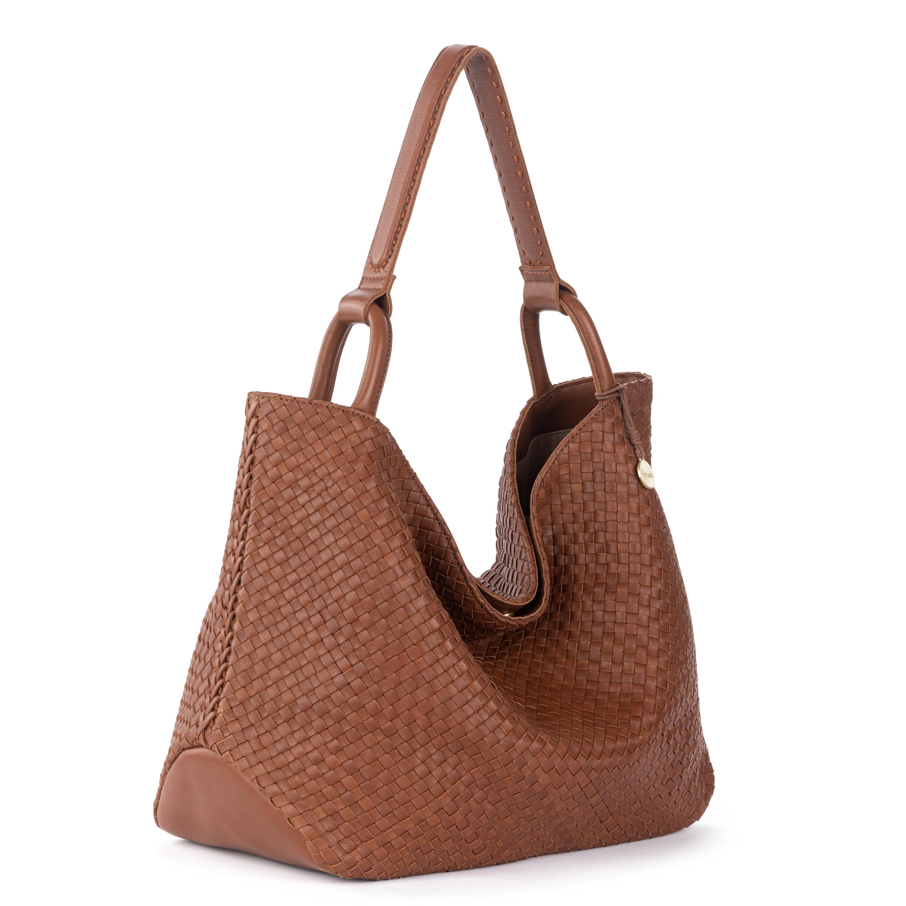 The Sak Los Feliz Large Tote - Leather - Woven Cognac