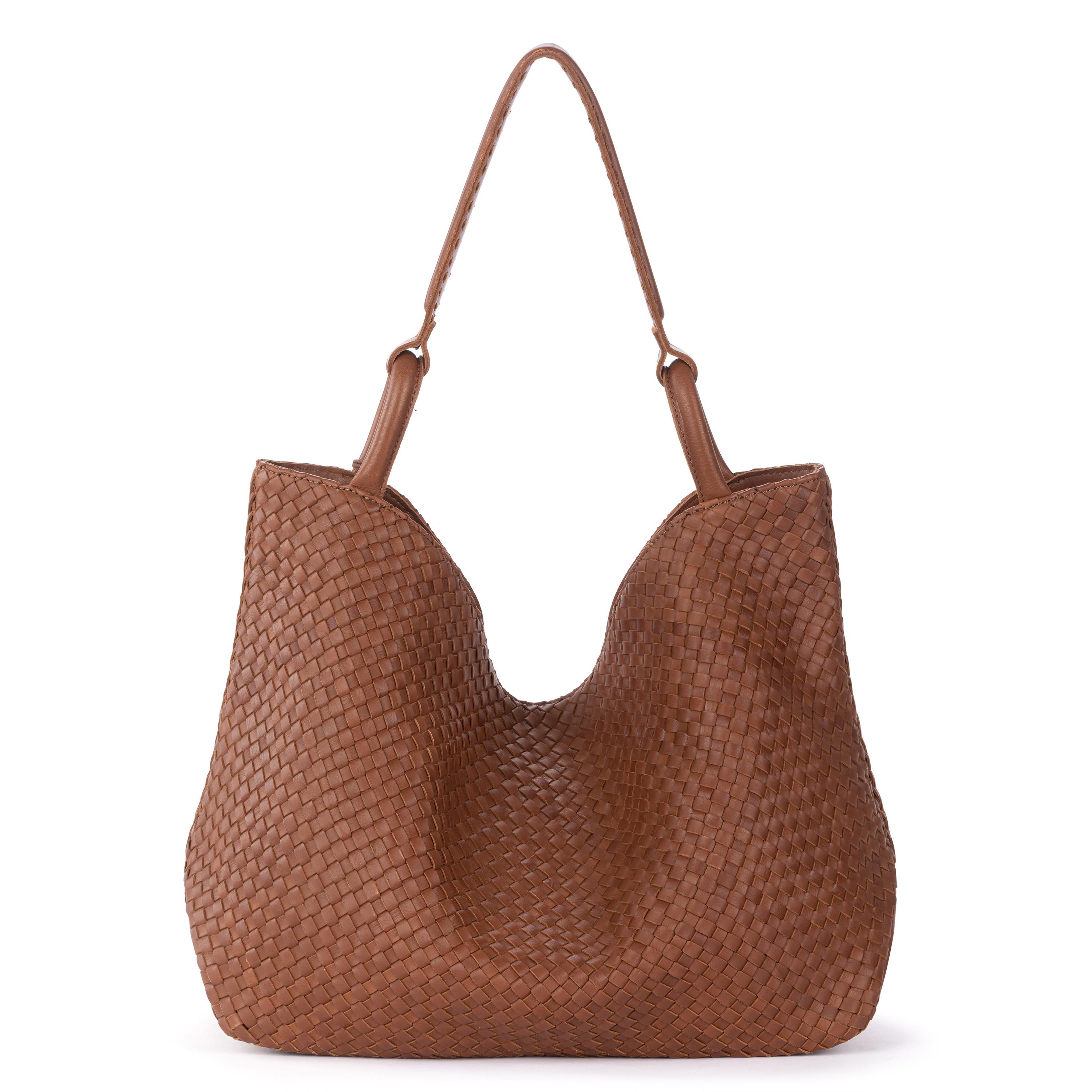 The Sak Los Feliz Large Tote - Leather - Woven Cognac