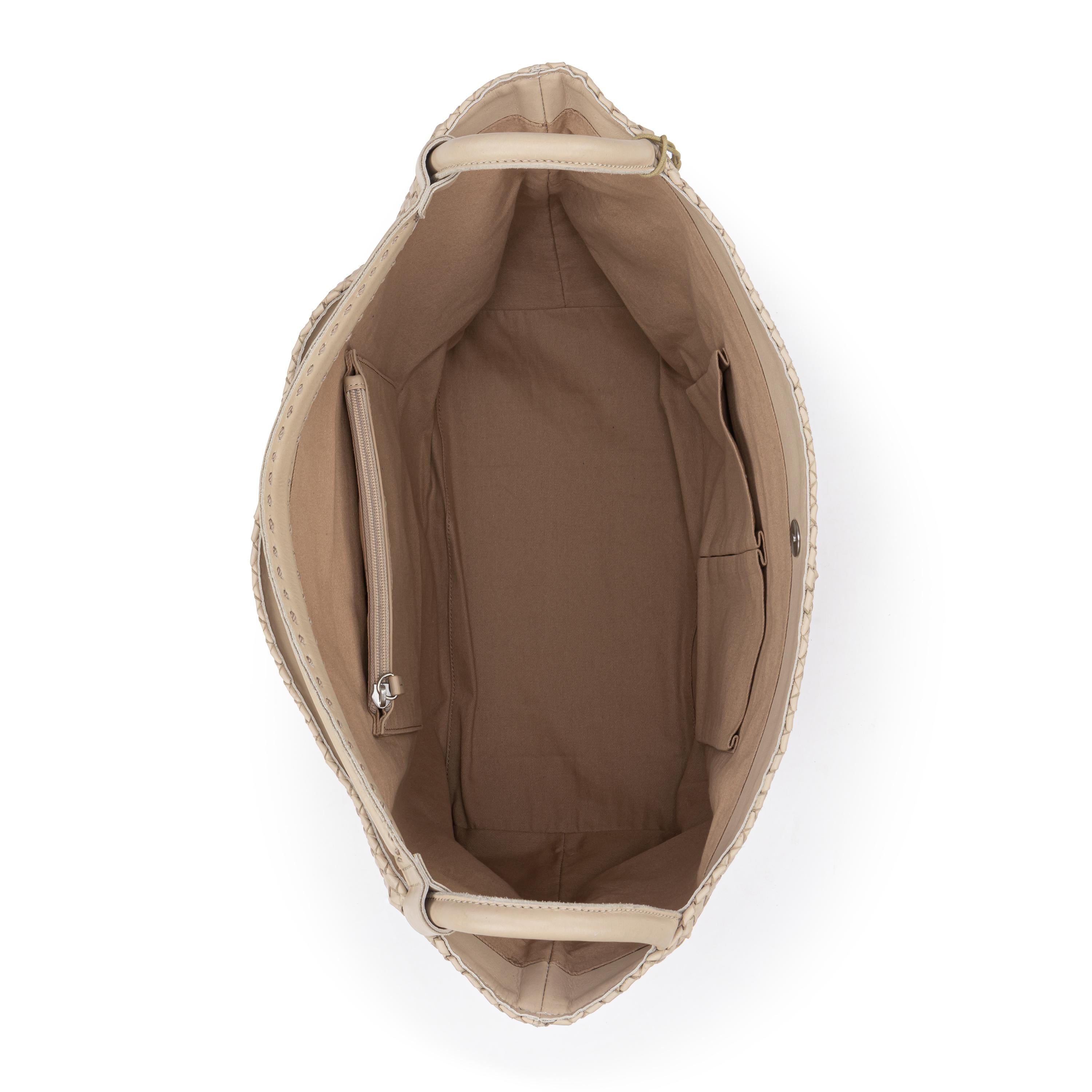 The Sak Los Feliz Large Tote - Leather - Woven Sand