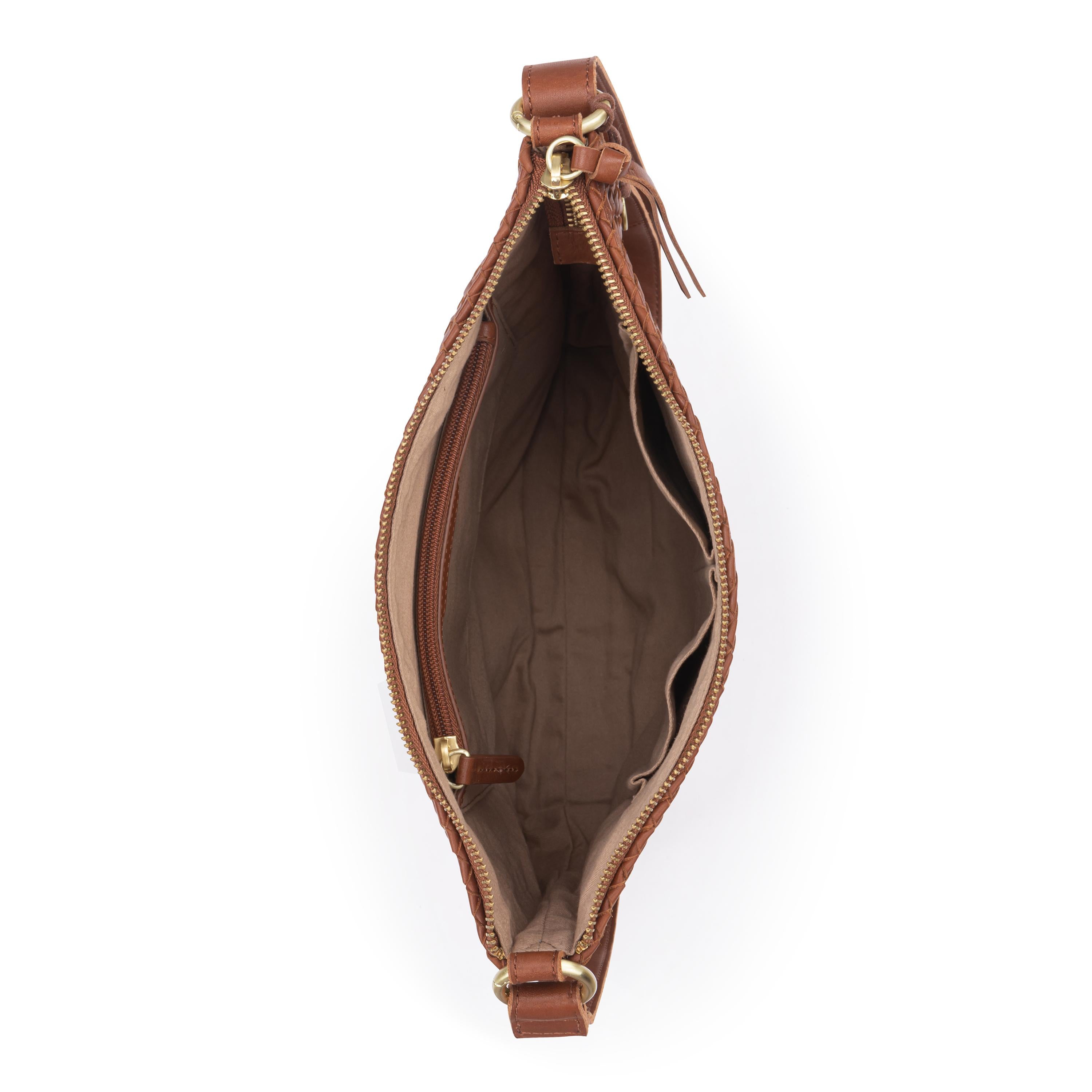 The Sak Lucia Crossbody - Leather - Woven Cognac