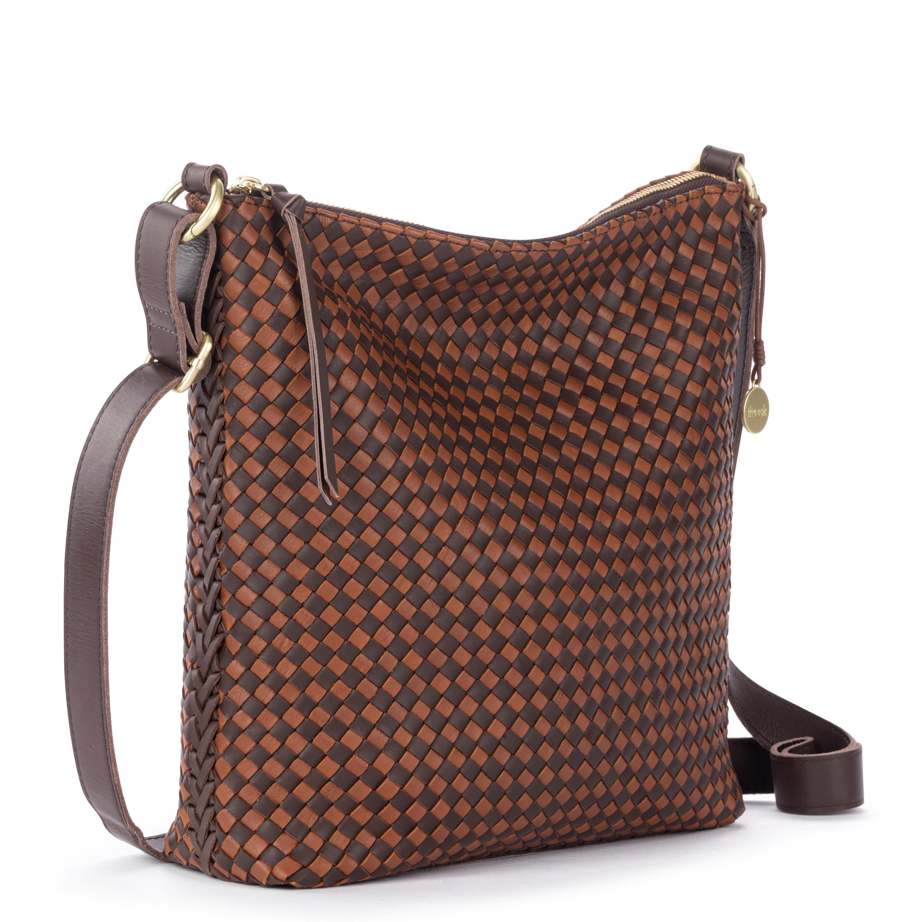 The Sak Lucia Crossbody - Leather - Woven Mahogany Cognac