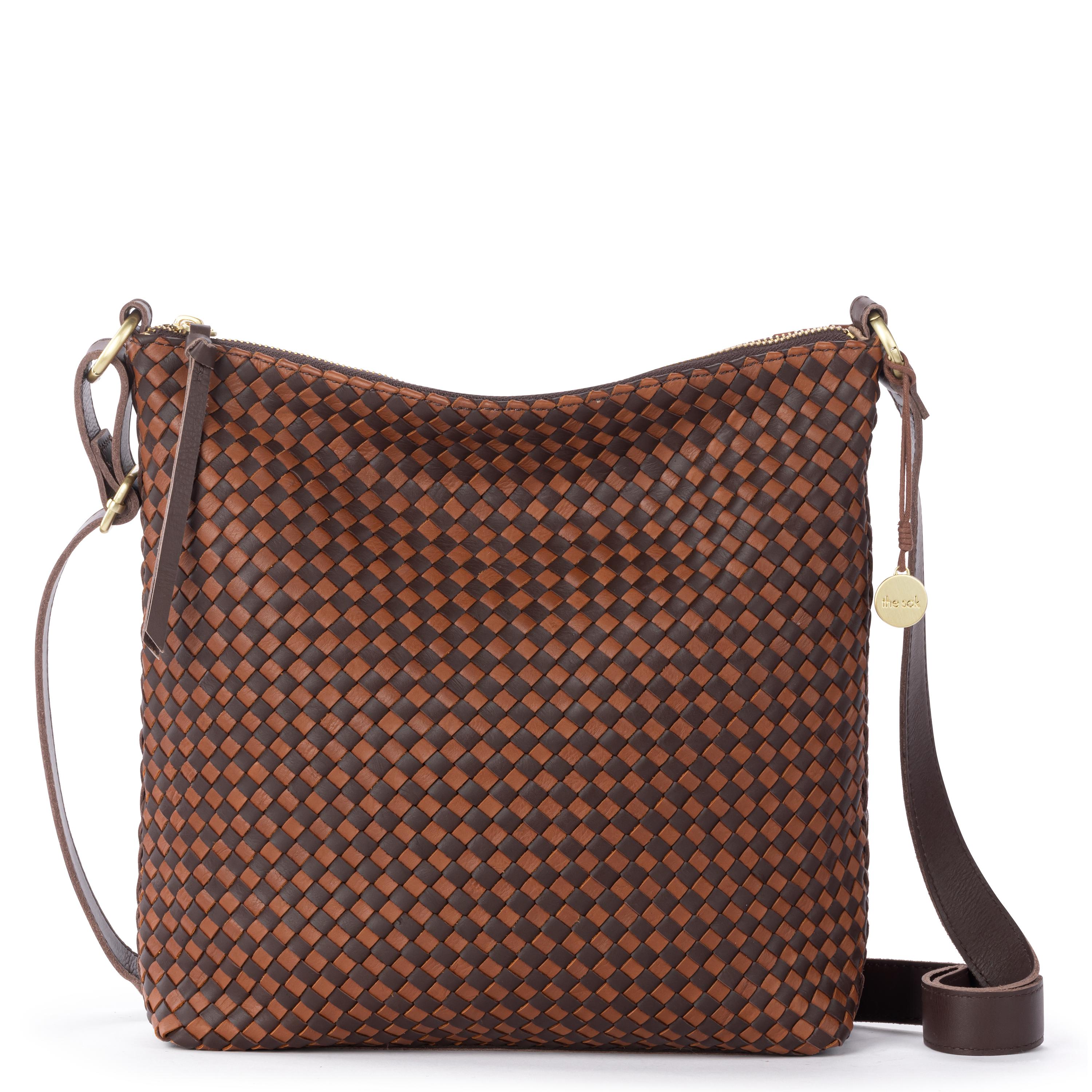 The Sak Lucia Crossbody - Leather - Woven Mahogany Cognac