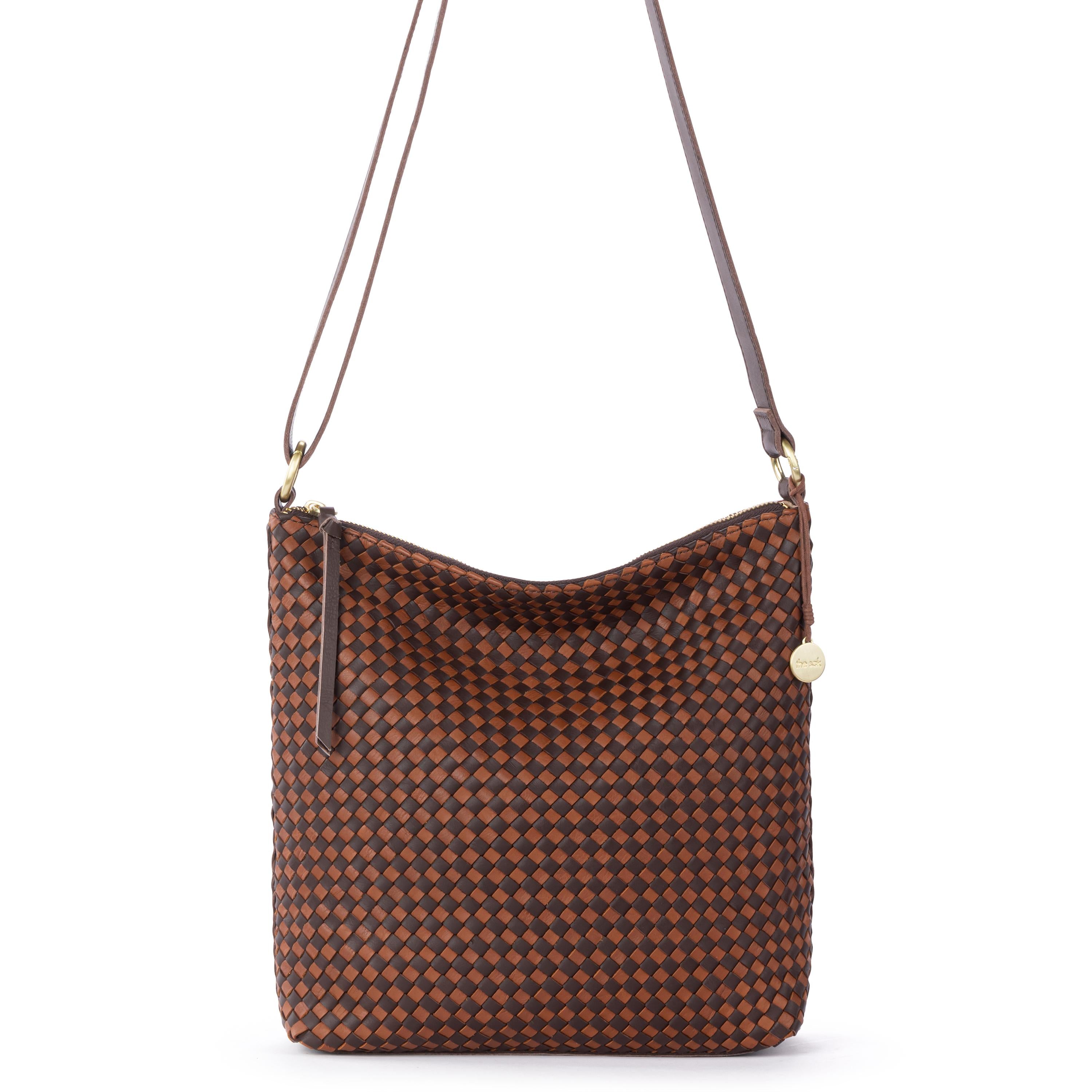 The Sak Lucia Crossbody - Leather - Woven Mahogany Cognac