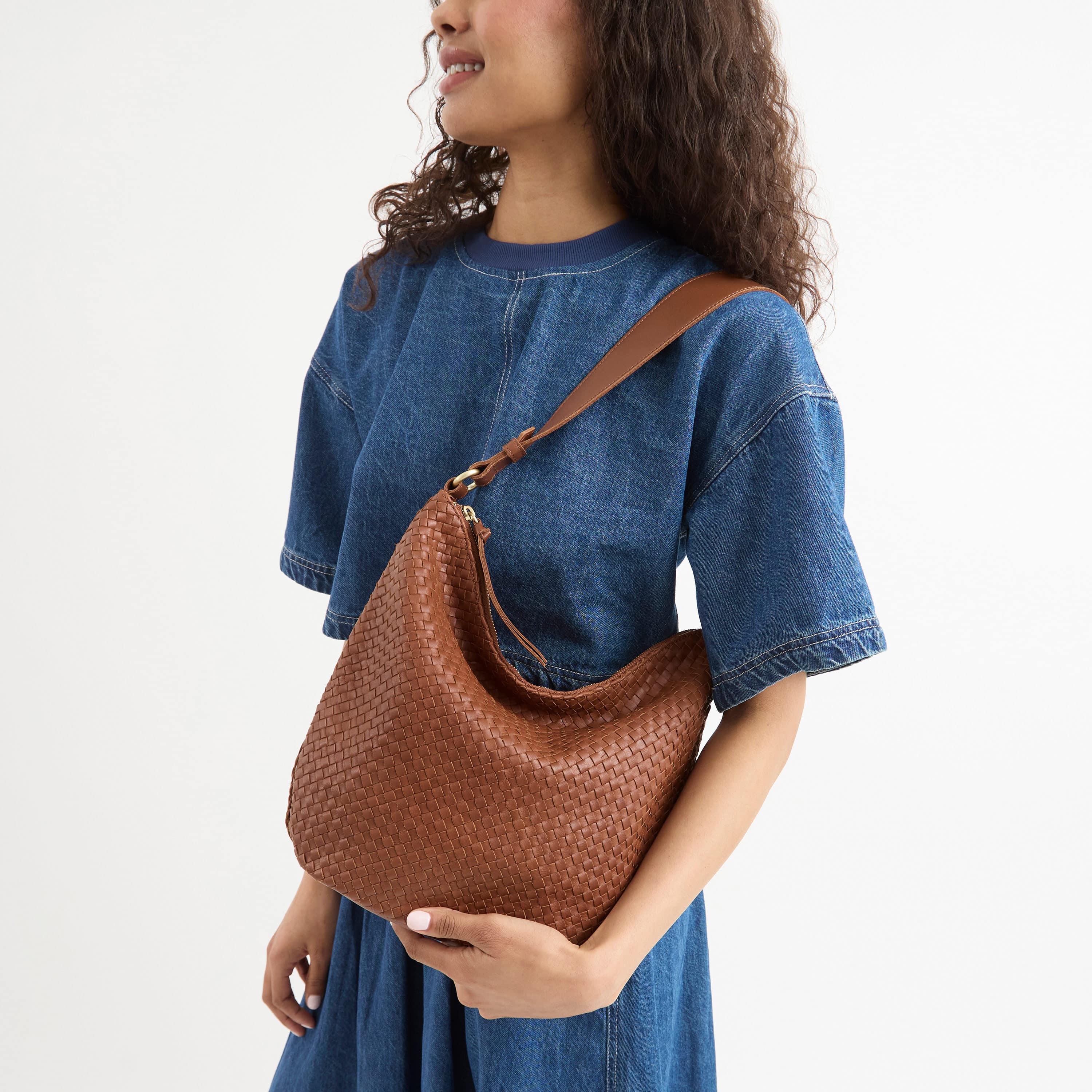 The Sak Sequoia Hobo - Leather - Woven Cognac